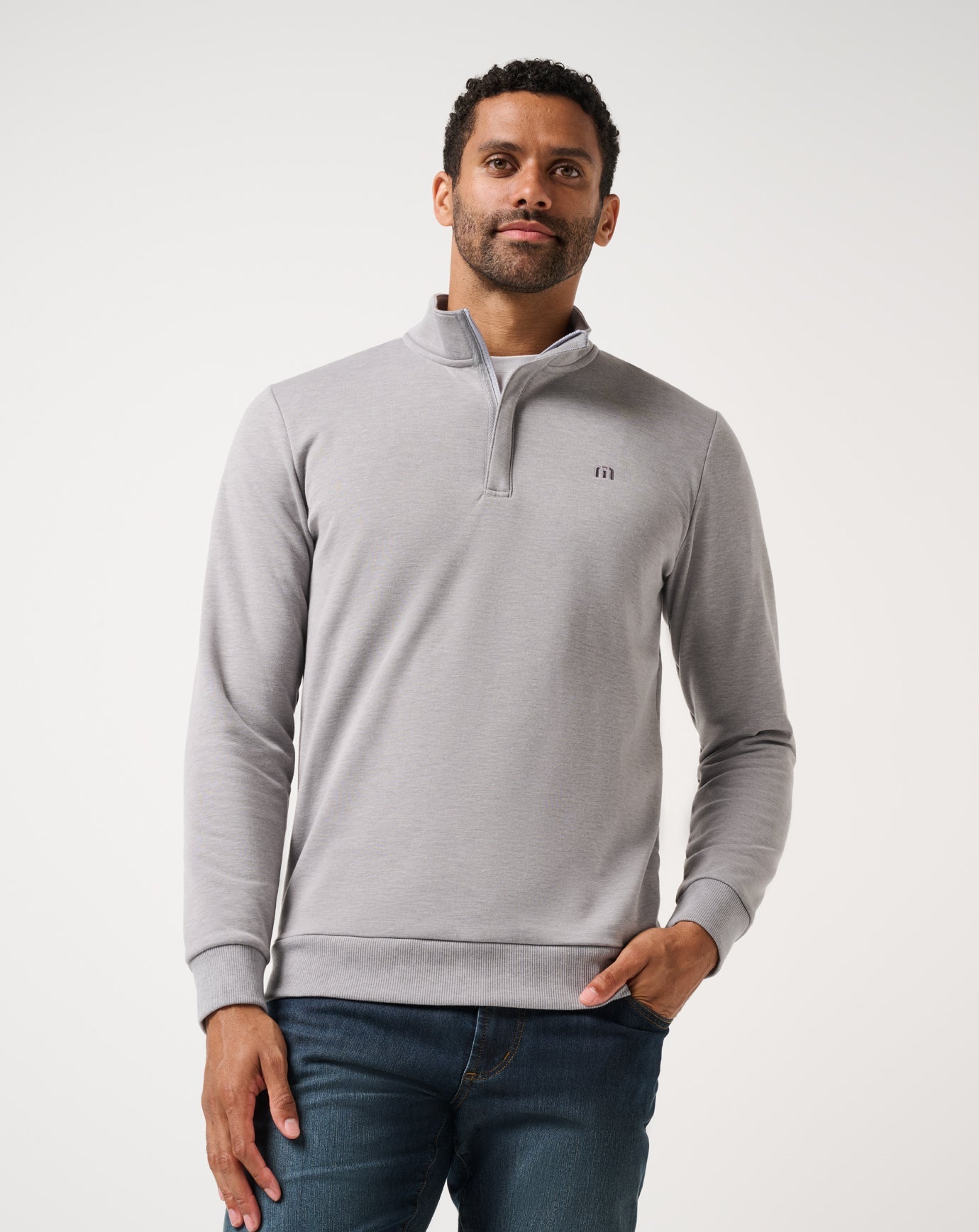 TravisMathew Cloud Quarter Zip 2.0 - Heather Medium Grey
