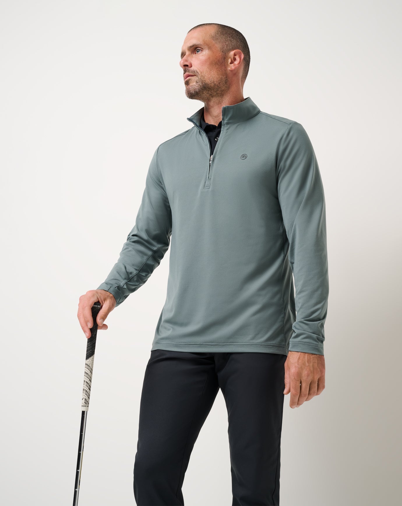 TravisMathew Heater Pro Quarter Zip - Balsam Green