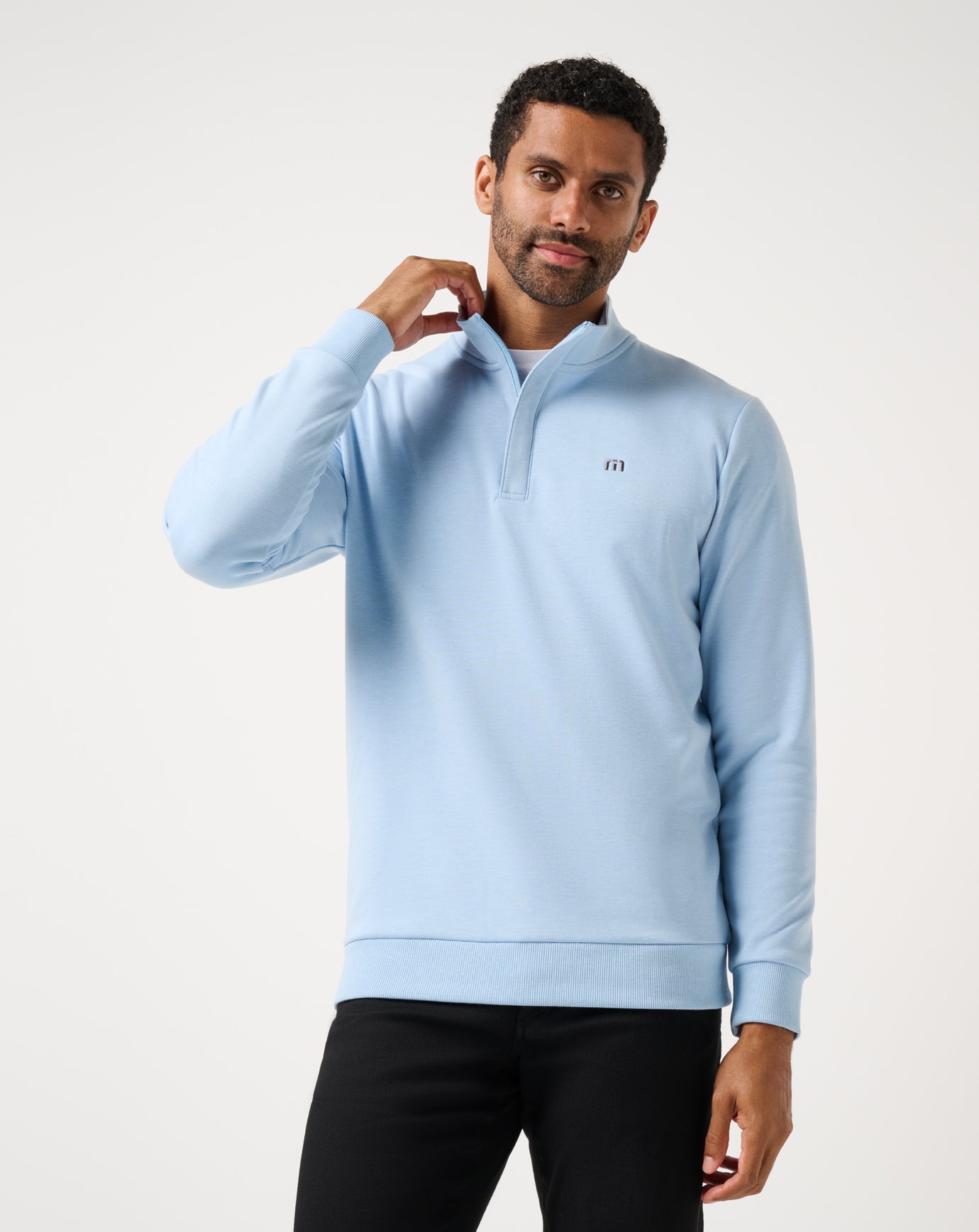 TravisMathew Cloud Quarter Zip 2.0 - Heather Powder Blue