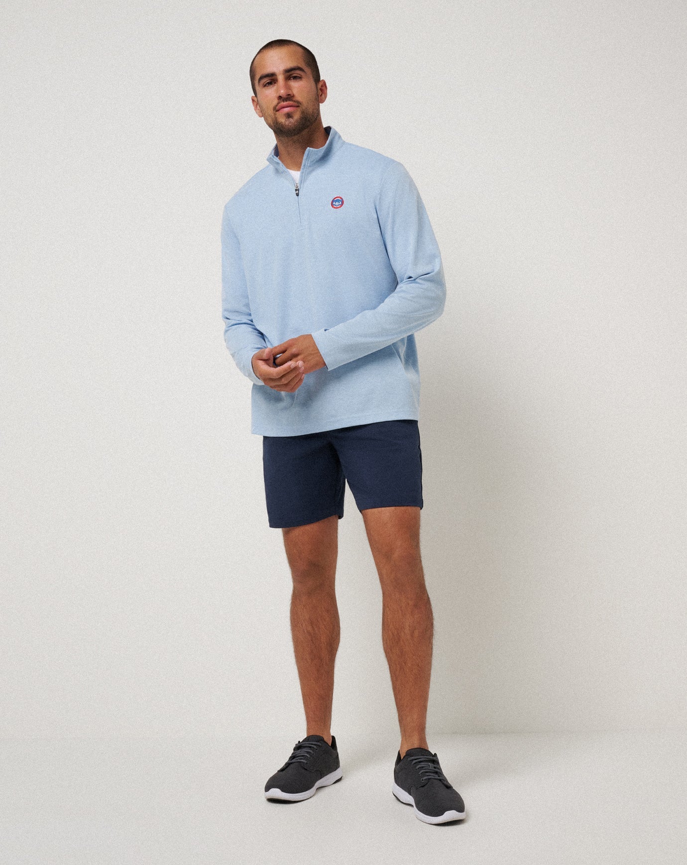 TravisMathew Chicago Cubs Time To Tailgate Quarter Zip - Heather Blue