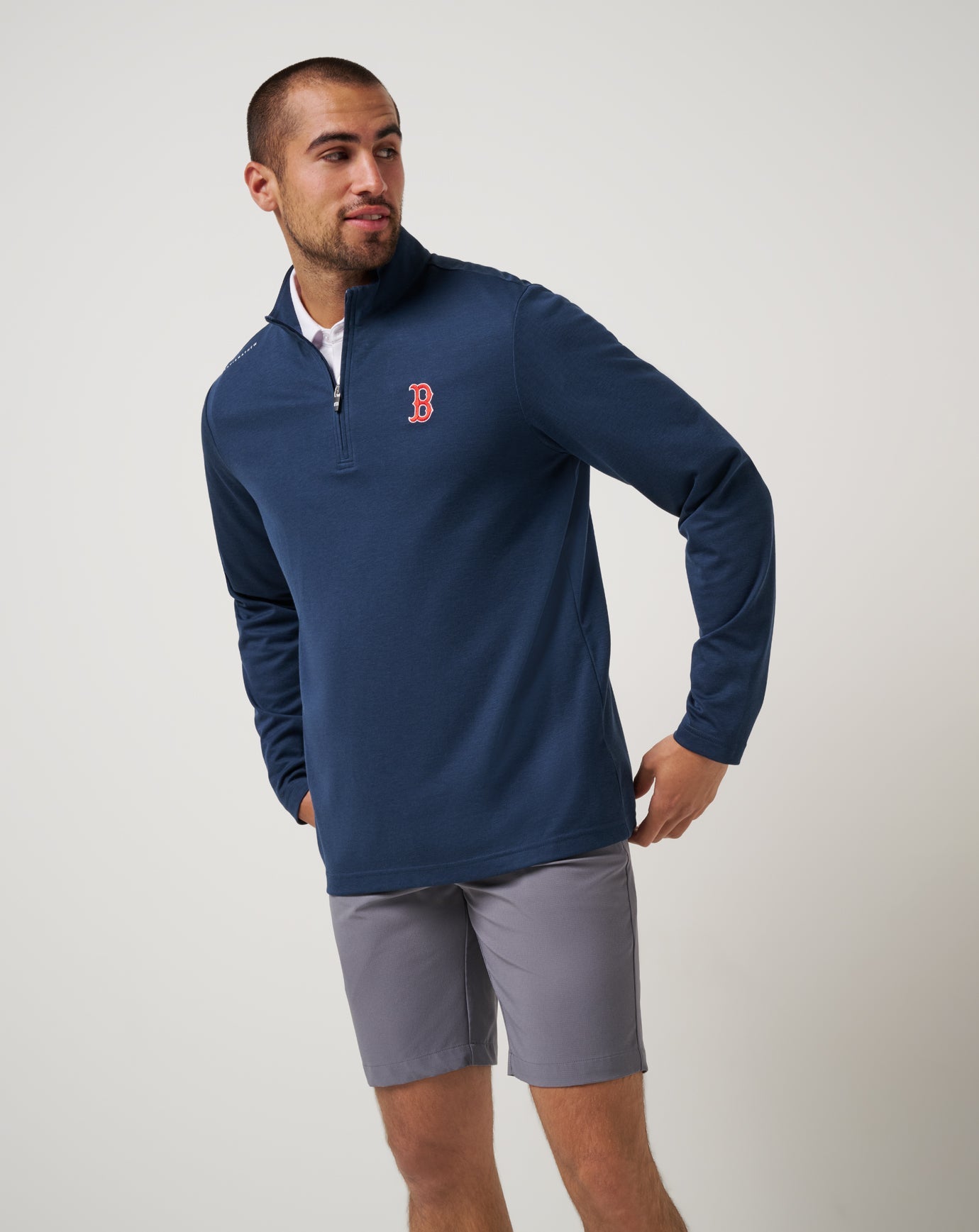 TravisMathew Boston Red Sox Time To Tailgate Quarter Zip - Navy