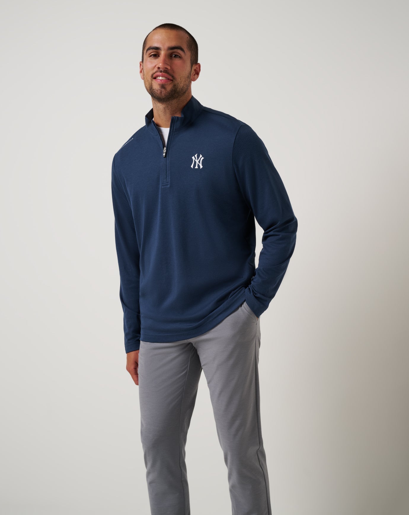TravisMathew New York Yankees Time To Tailgate Quarter Zip - Navy