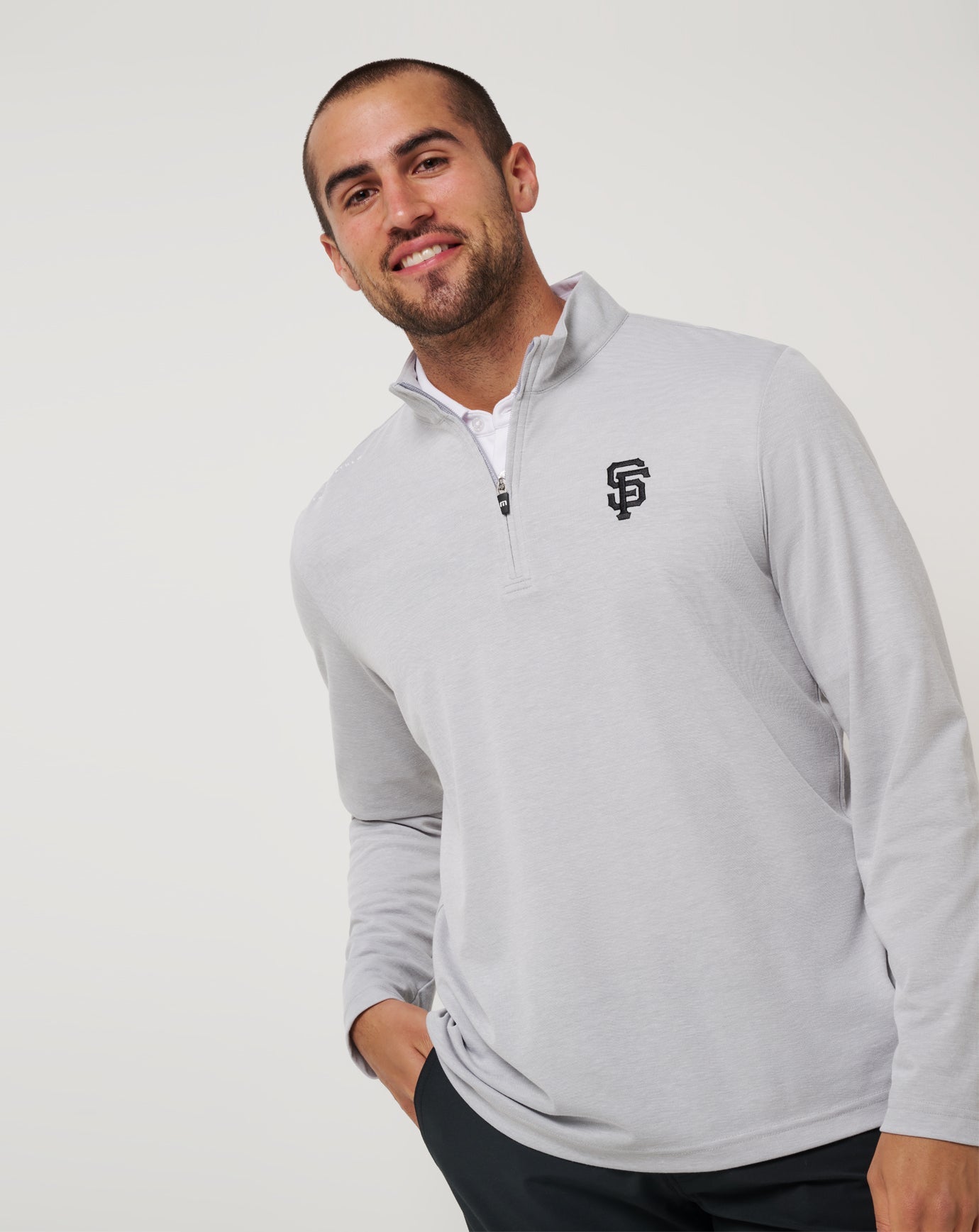 TravisMathew San Francisco Giants Time To Tailgate Quarter Zip - Heather Grey