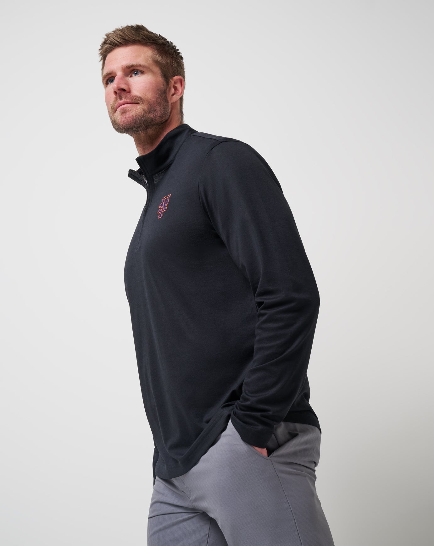 TravisMathew New York Mets Time To Tailgate Quarter Zip - Black