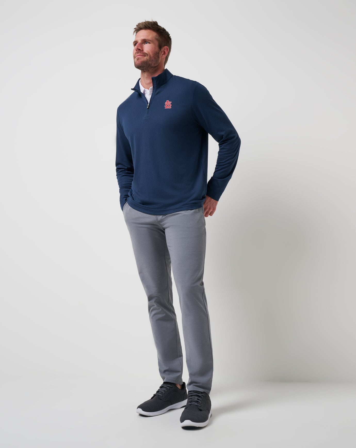 TravisMathew St Louis Cardinals Time To Tailgate Quarter Zip - Navy