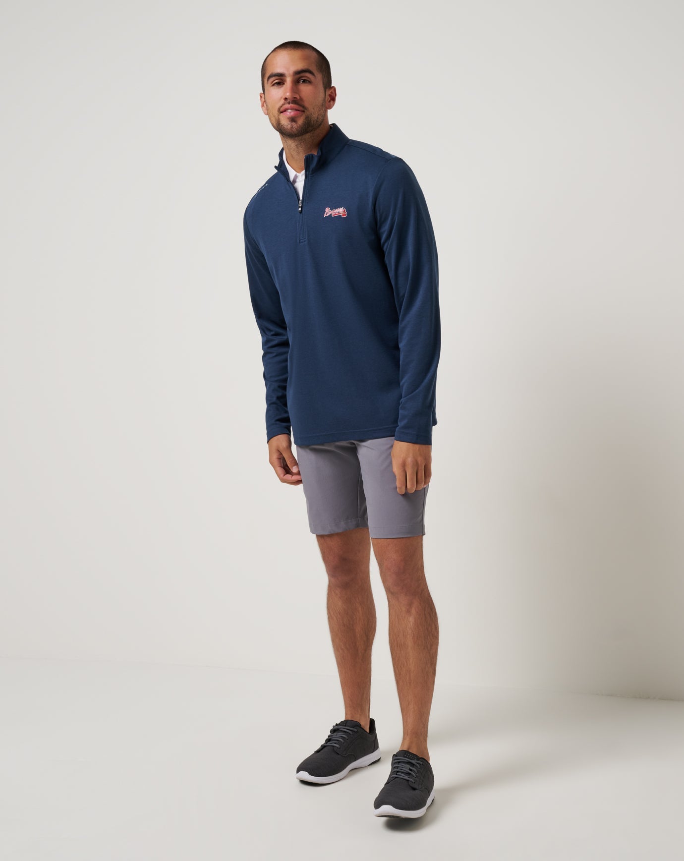 TravisMathew Atlanta Braves Time To Tailgate Quarter Zip - Navy