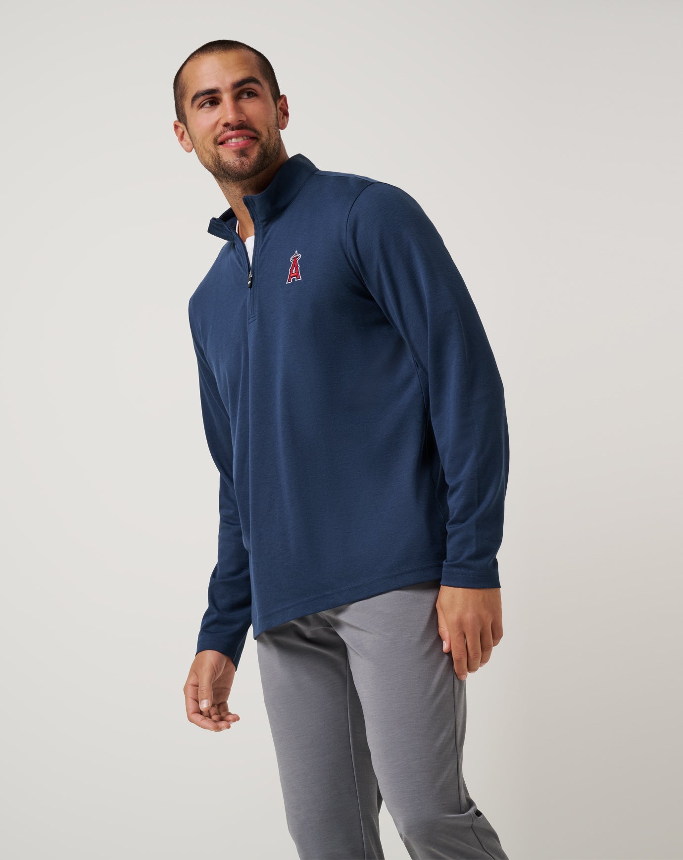 TravisMathew Los Angeles Angels Time To Tailgate Quarter Zip - Navy