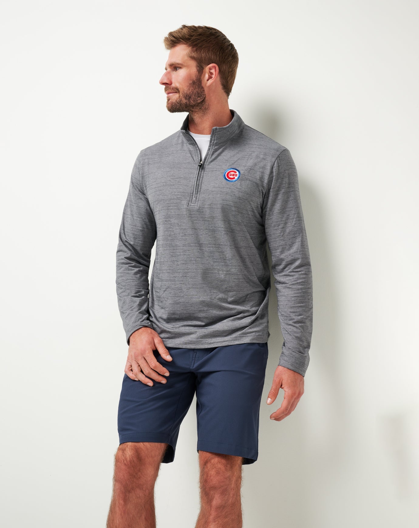 TravisMathew Chicago Cubs The Heater Quarter Zip - Sleet/Quiet Shade
