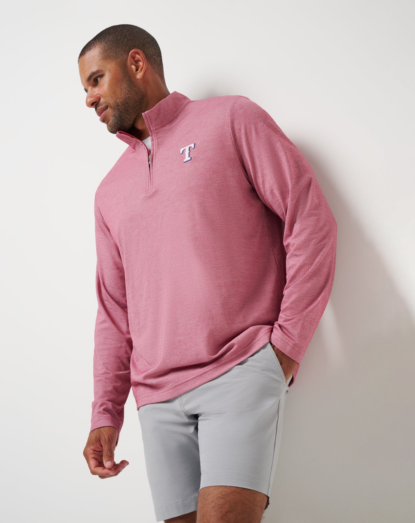 TravisMathew Texas Rangers Time To Tailgate Quarter Zip - Heather Red