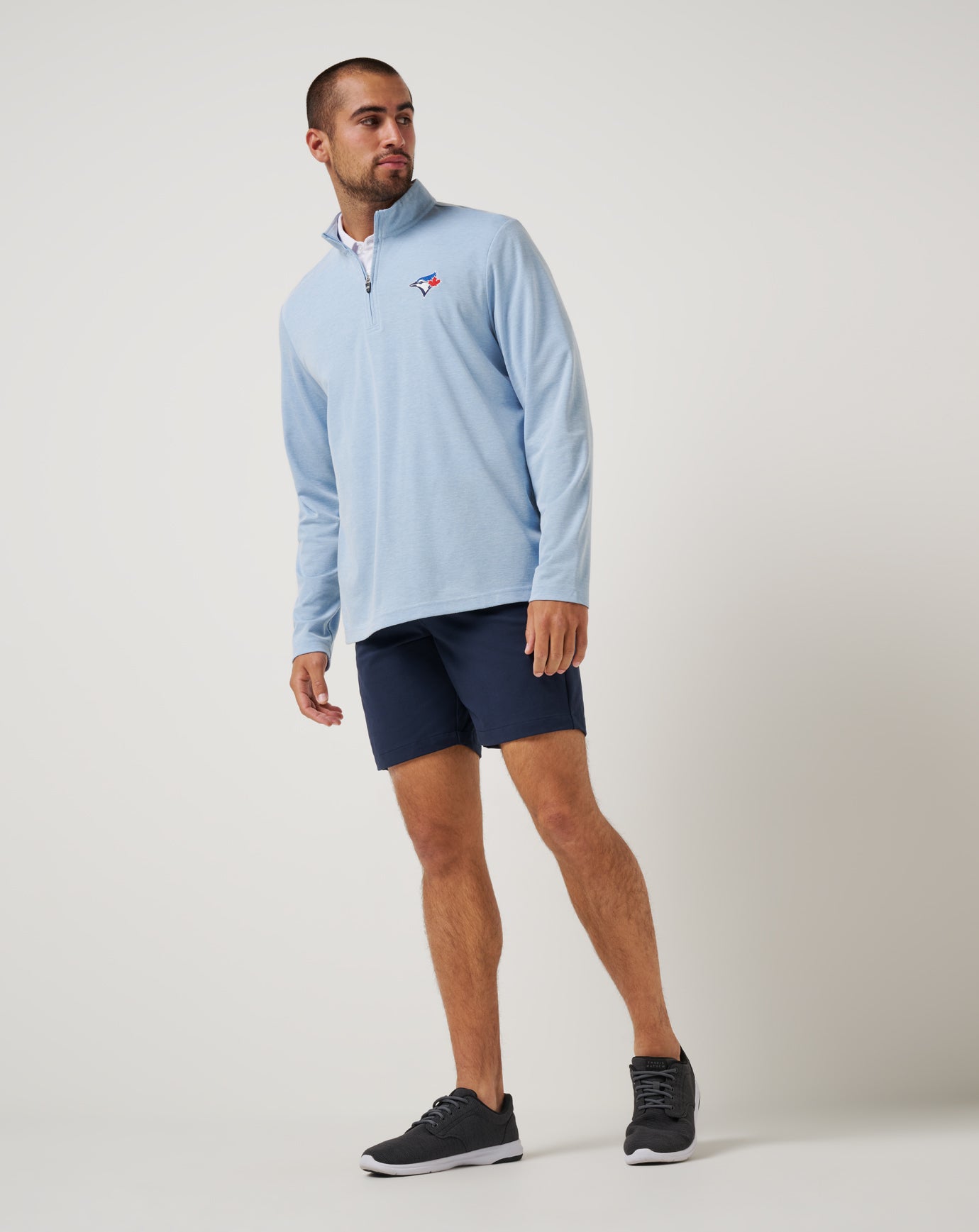 TravisMathew Toronto Blue Jays Time To Tailgate Quarter Zip - Heather Blue
