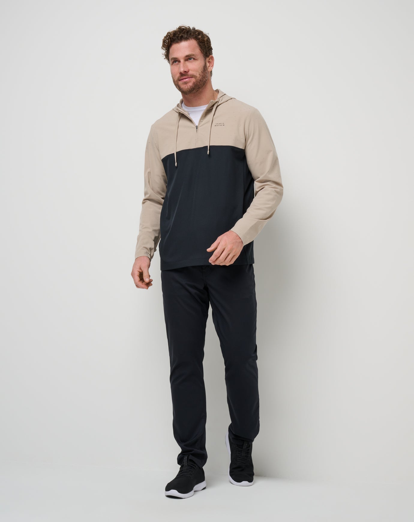 TravisMathew Rocky Shore Quarter Zip Hoodie - Oxford Tan