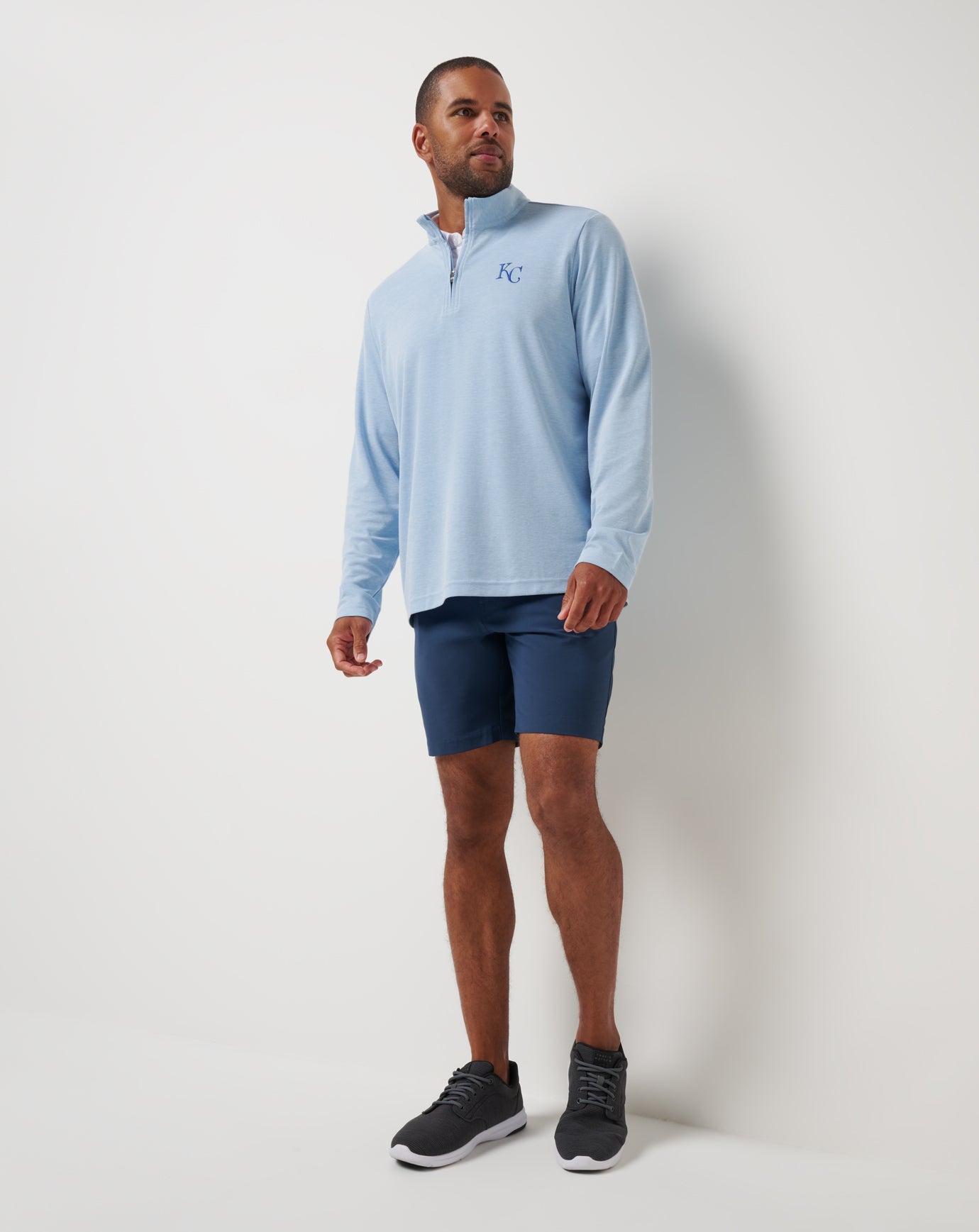 TravisMathew Kansas City Roayals Time To Tailgate Quarter Zip - Heather Blue