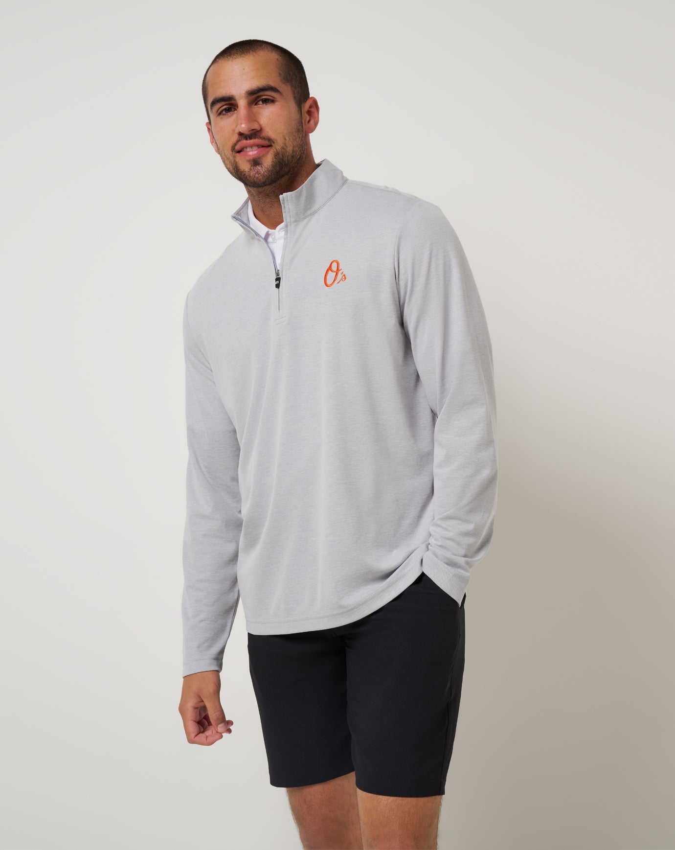 TravisMathew Baltimore Orioles Time To Tailgate Quarter Zip - Heather Grey