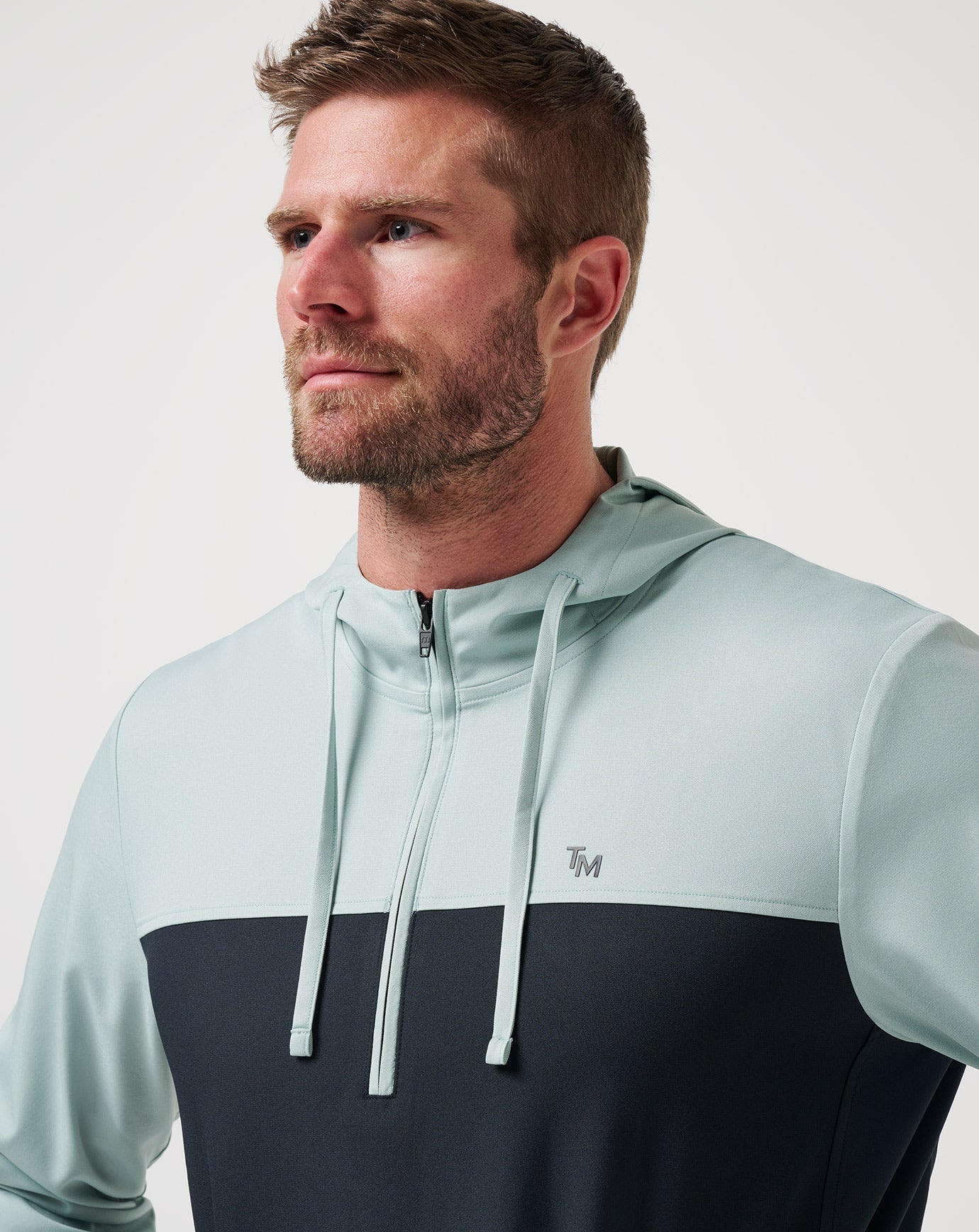 TravisMathew Coin Toss Quarter Zip Hoodie - Gray Mist