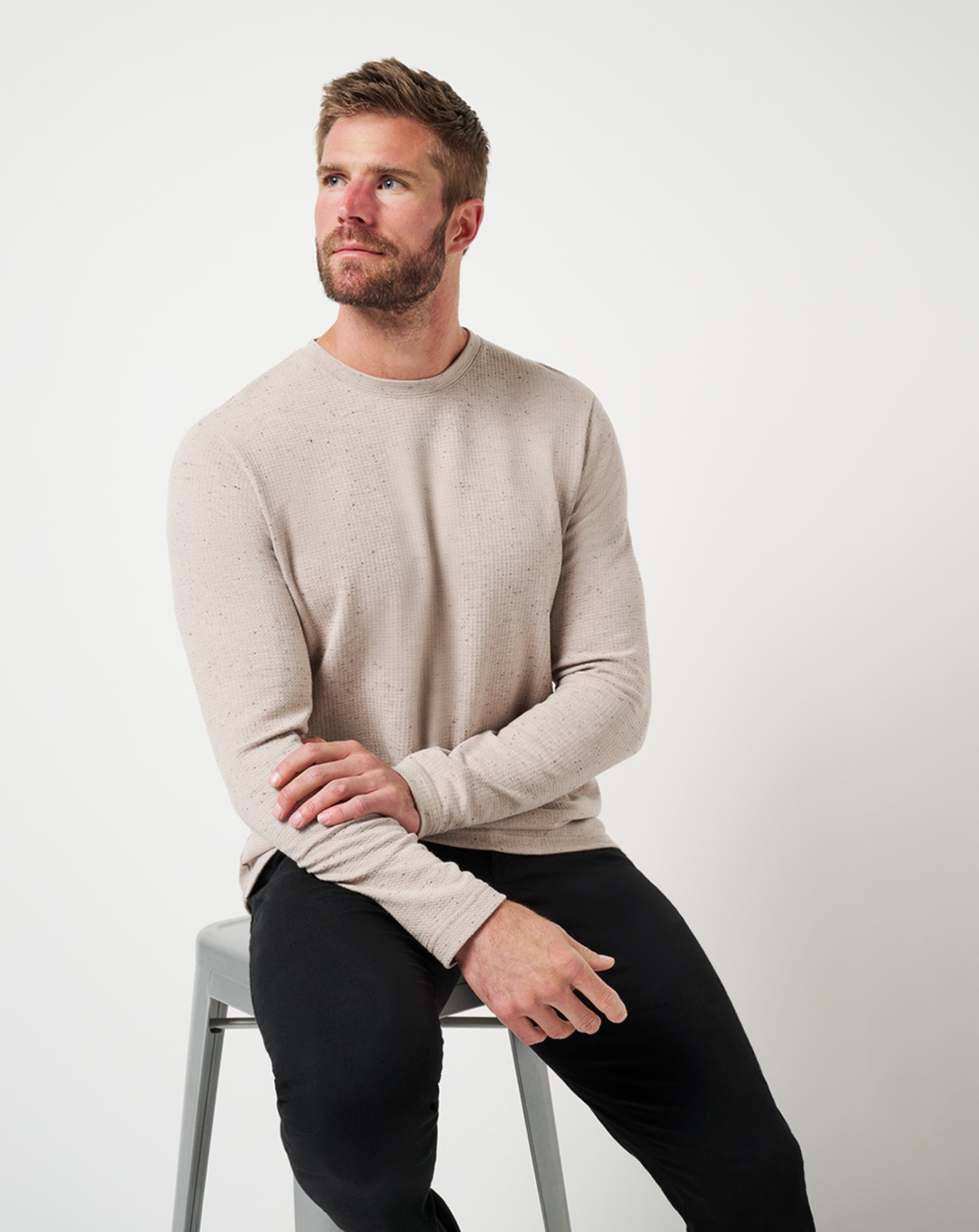 TravisMathew Cloud Waffle Crew - Oxford Tan