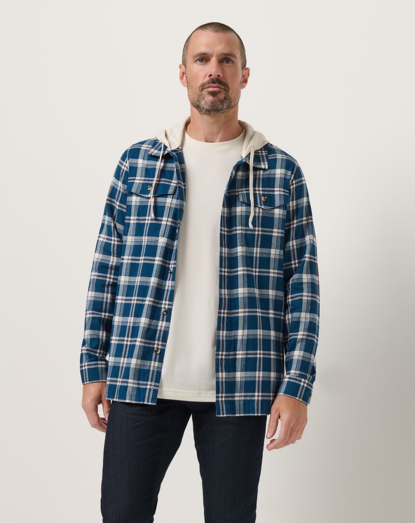 TravisMathew Cloud Flannel Hooded Button-Up - Titan