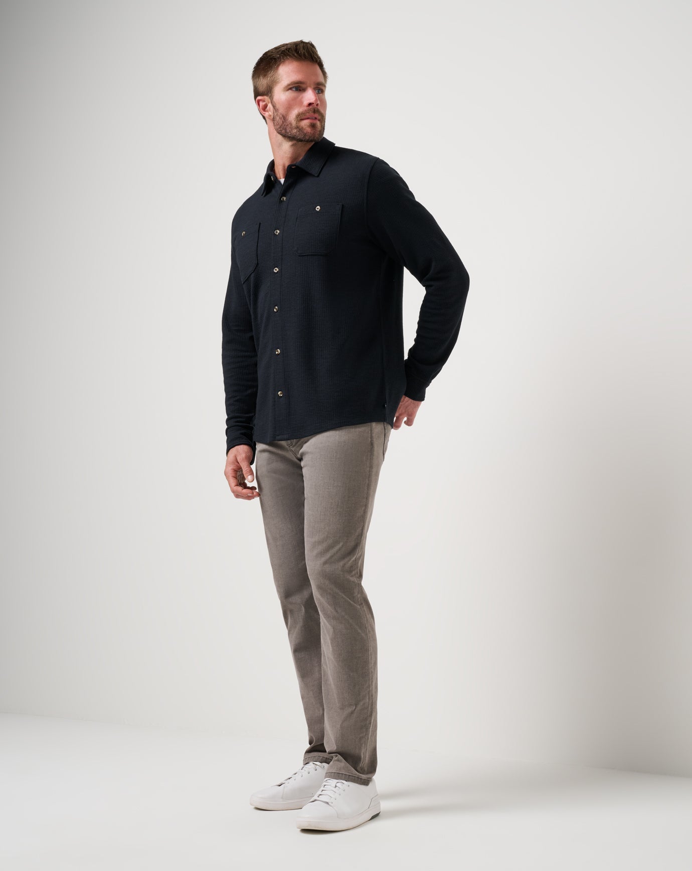 TravisMathew Cloud Waffle Shirt Jacket - Black
