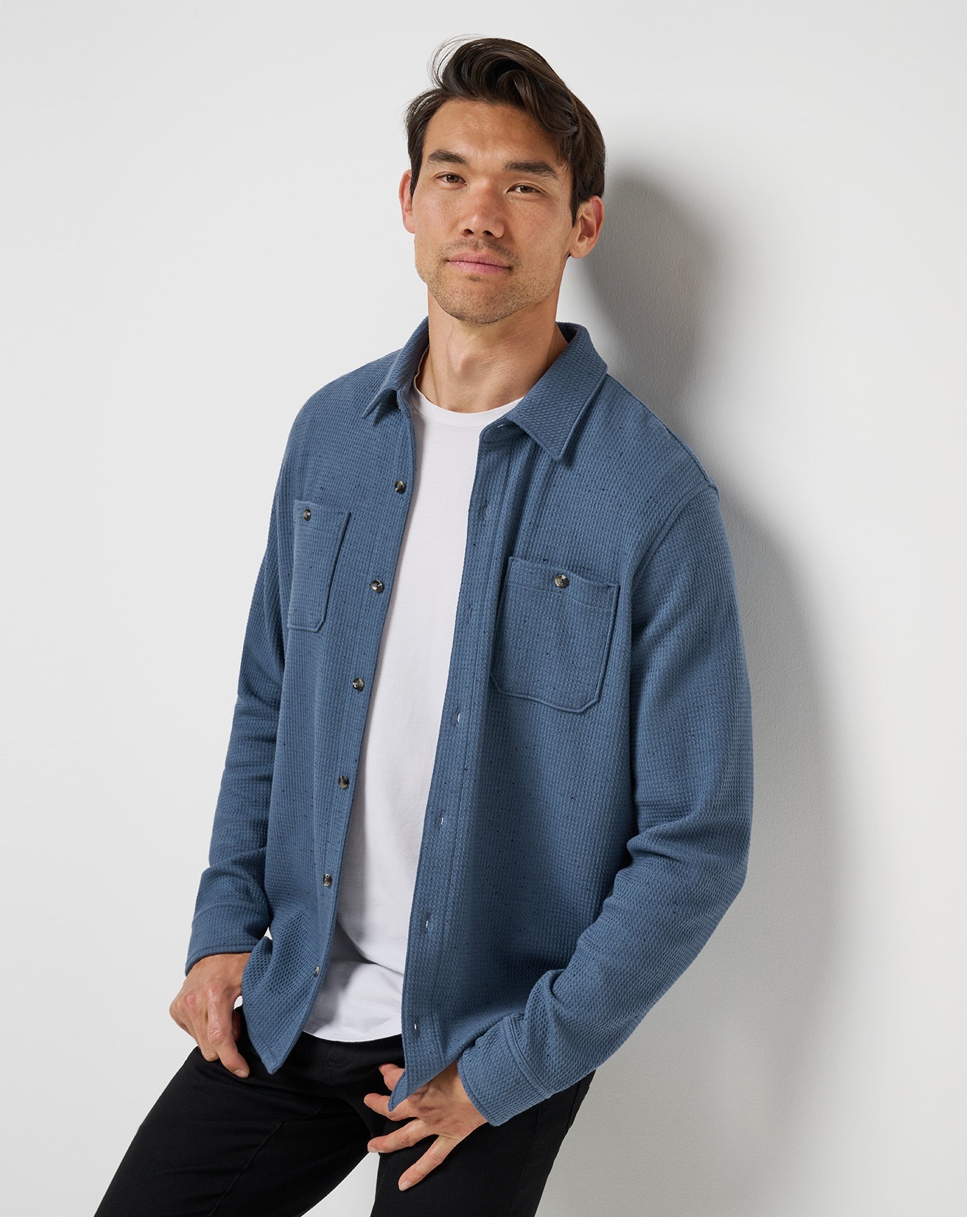 TravisMathew Cloud Waffle Shirt Jacket - Bering Sea