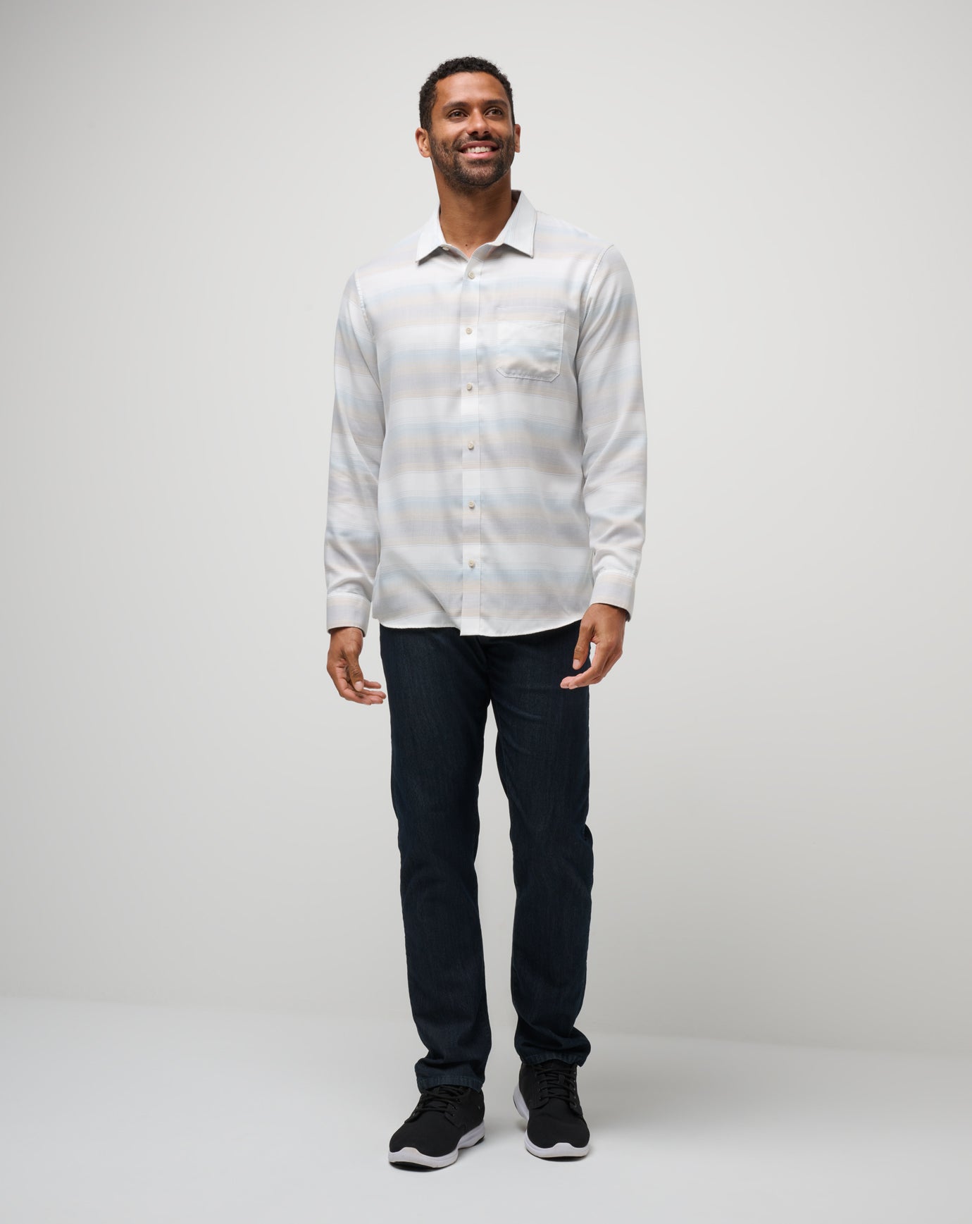 TravisMathew Cloud Flannel Stripe Button-Up - Oxford Tan