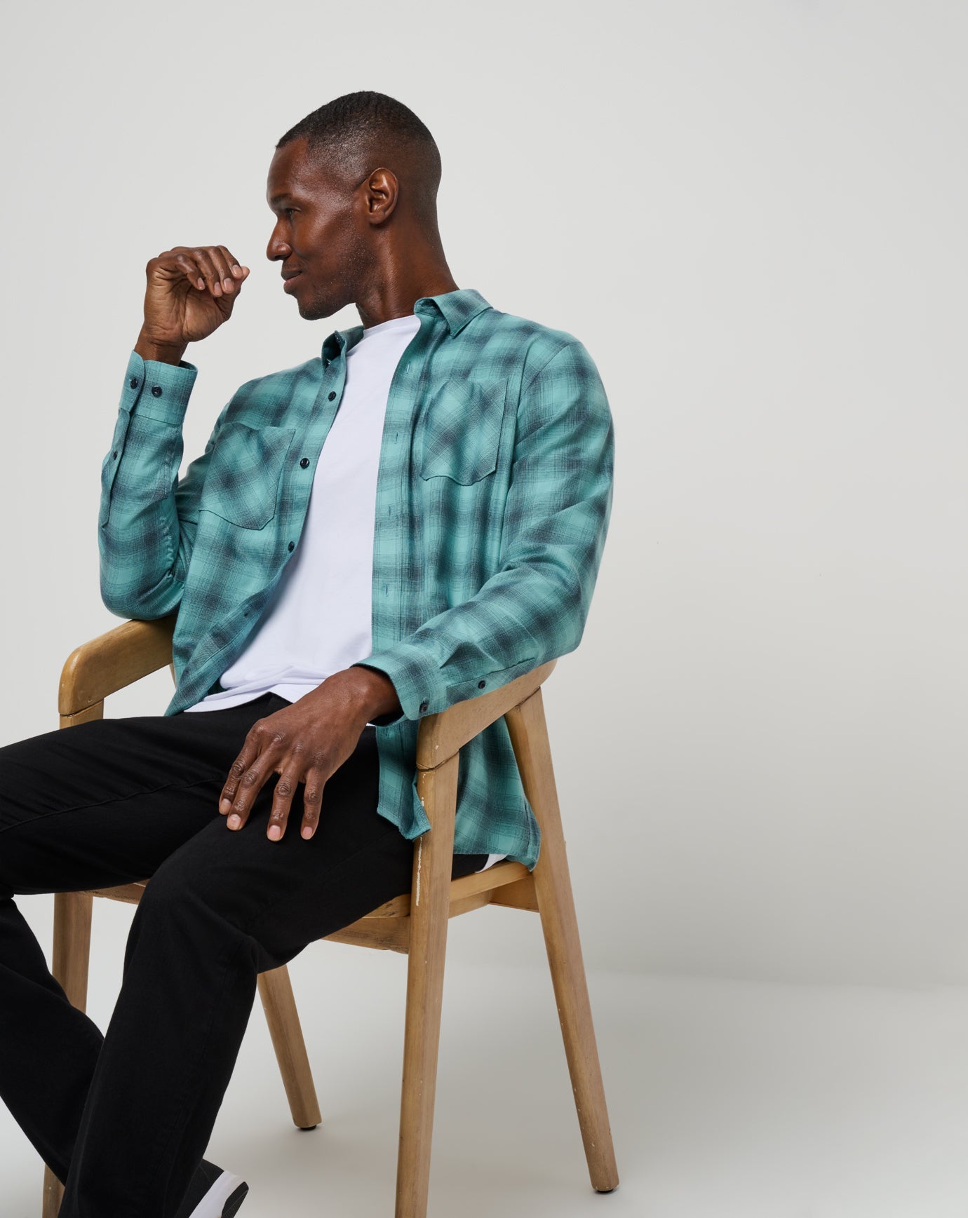 TravisMathew Cloud Flannel Plaid Button-Up - Total Eclipse/Cameo