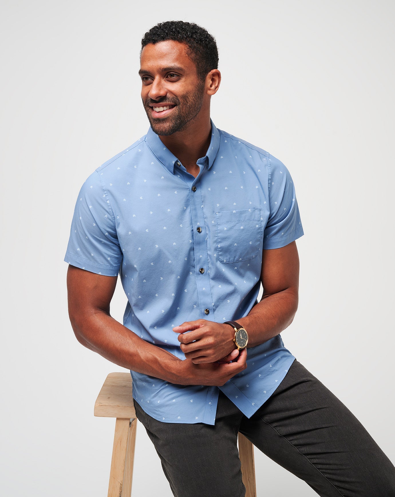 TravisMathew Wind It In Button-Up - Heather Quiet Harbor