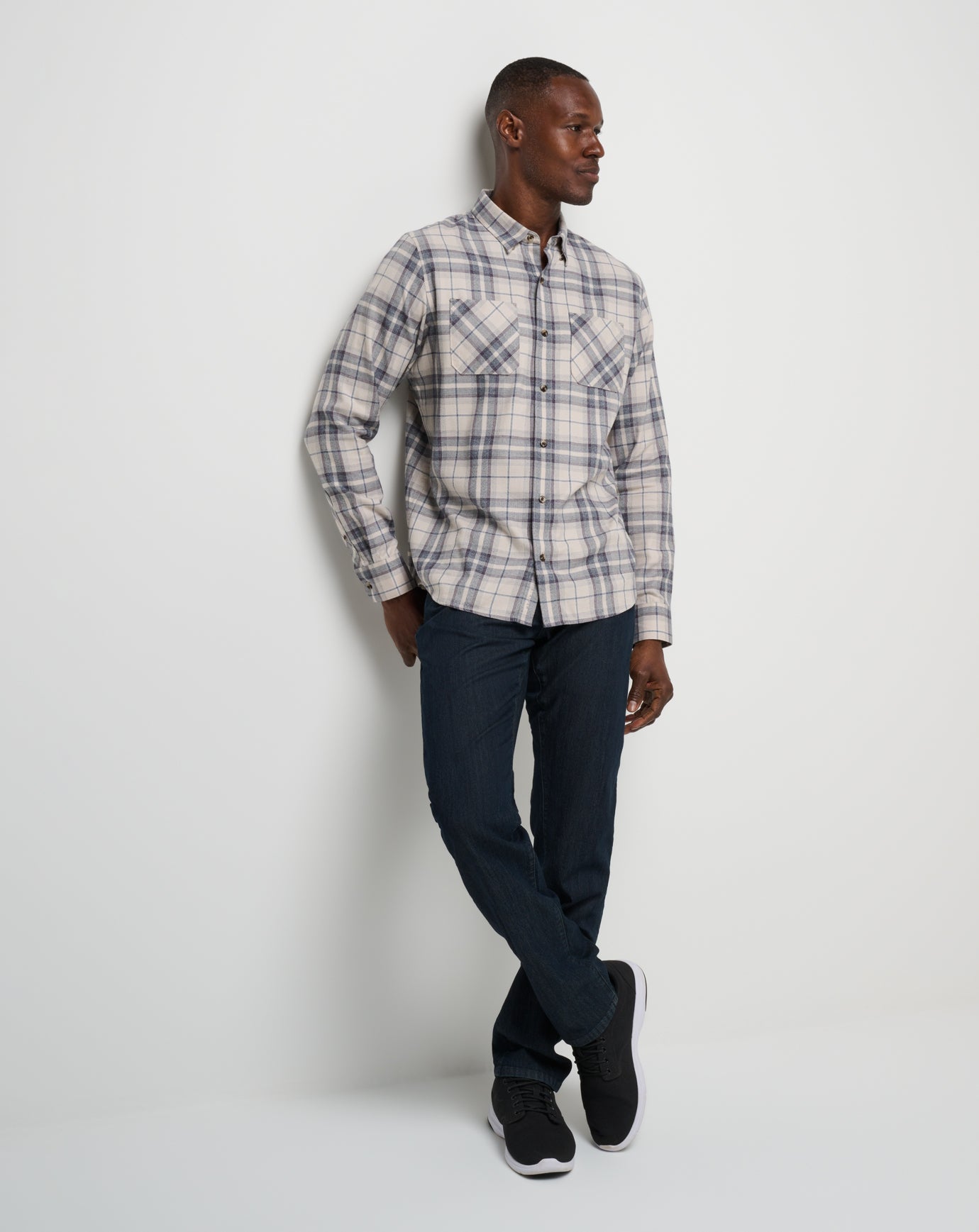 TravisMathew Cloud Flannel Plaid Button-Up - Oxford Tan/Plum