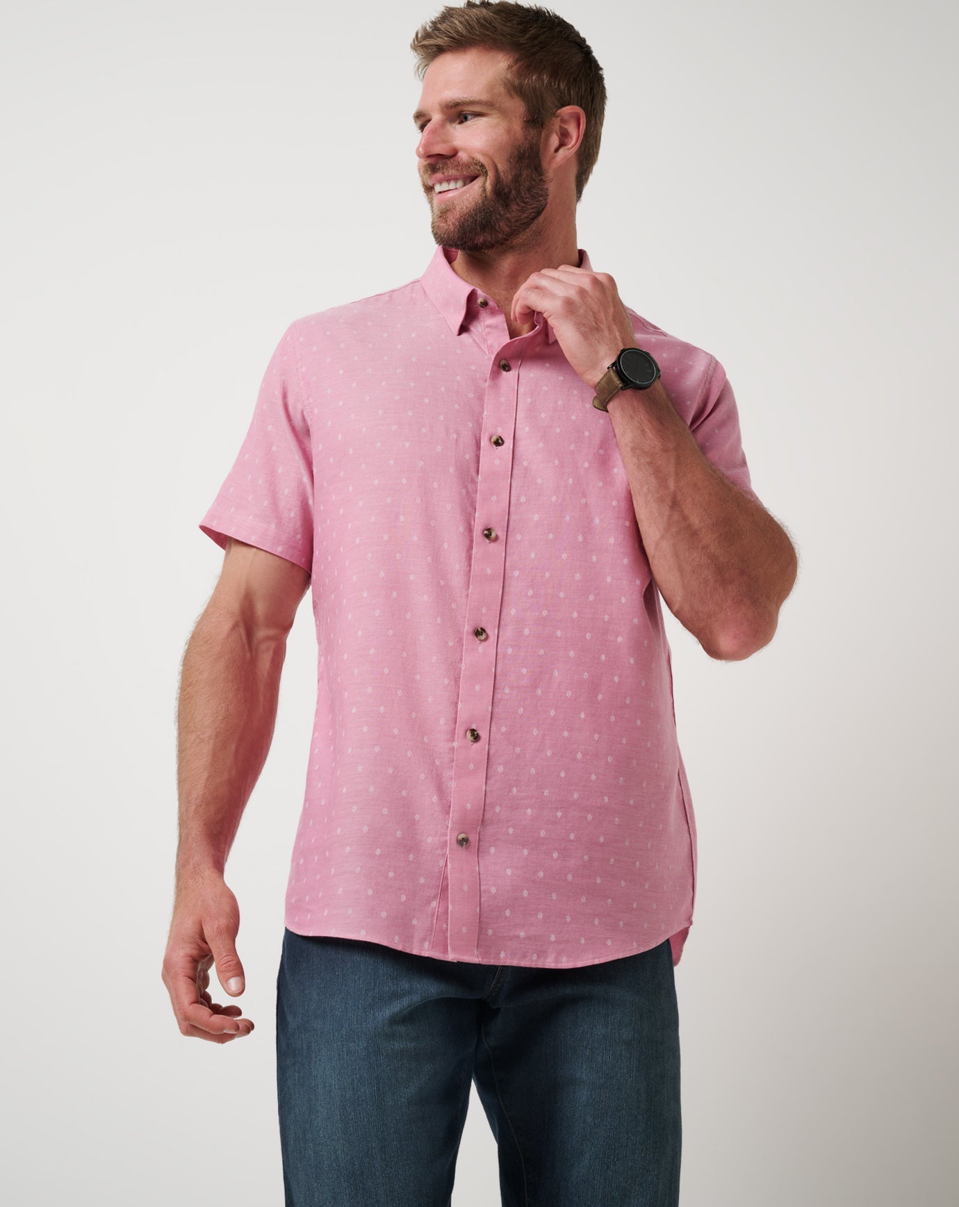 TravisMathew Early Check In Button-Up - Heather Rose Wine