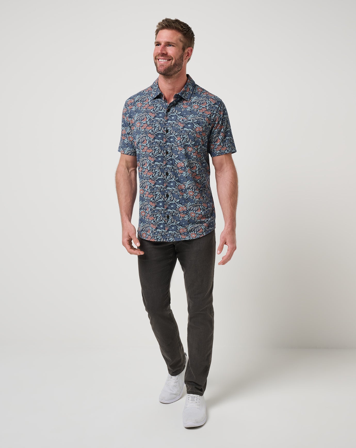 TravisMathew Knit Day Cruise Button-Up - Mood Indigo/Vintage Indigo