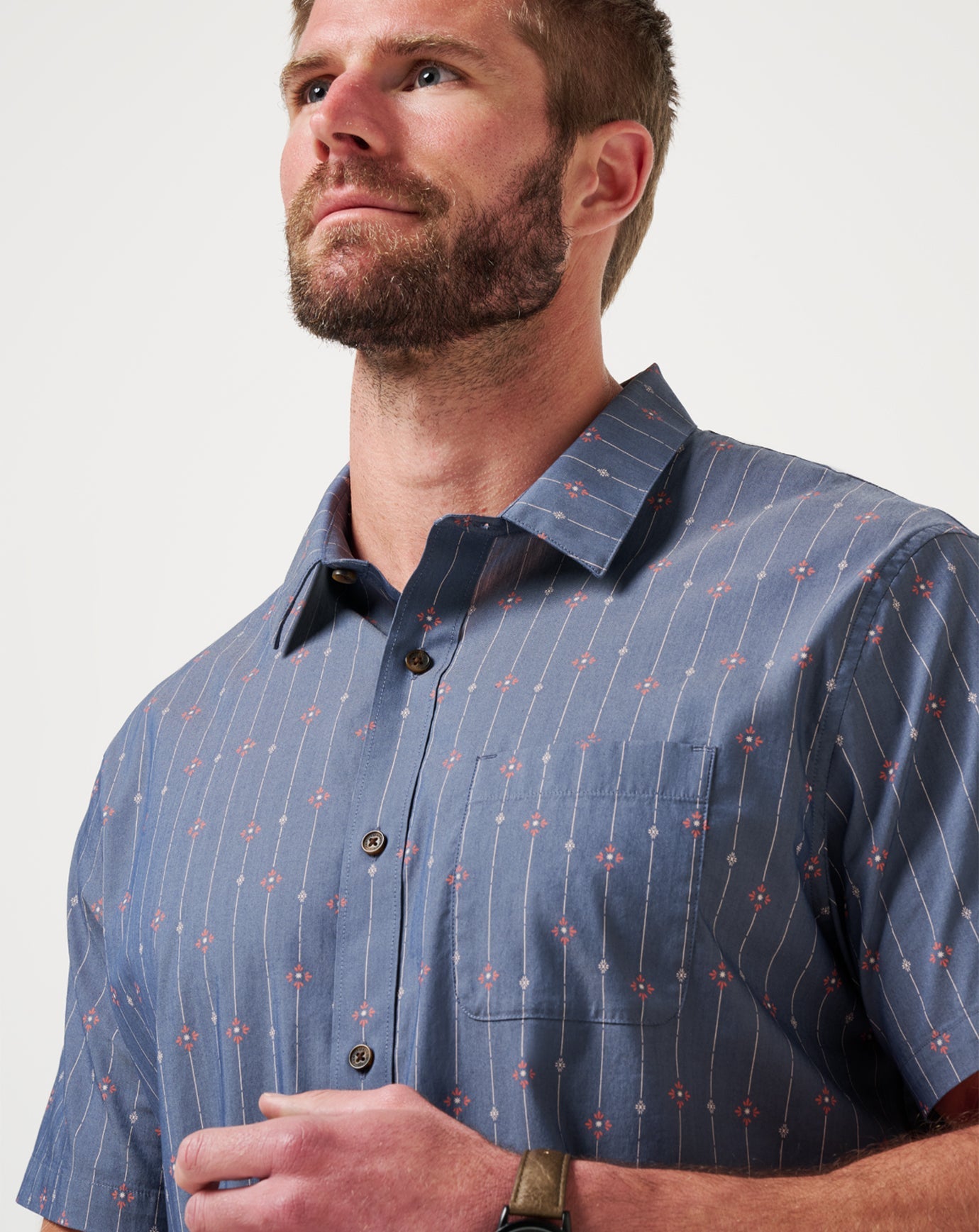 TravisMathew Deco Button-Up - Heather Mood Indigo