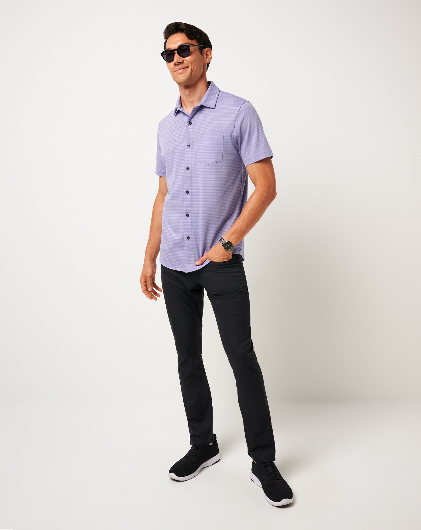 TravisMathew Knit Trip To The City Button-Up - Heather Violet Storm