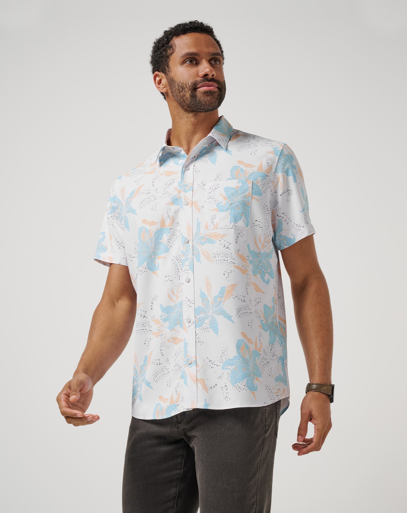 TravisMathew Techwoven Board Battle Button-Up - White