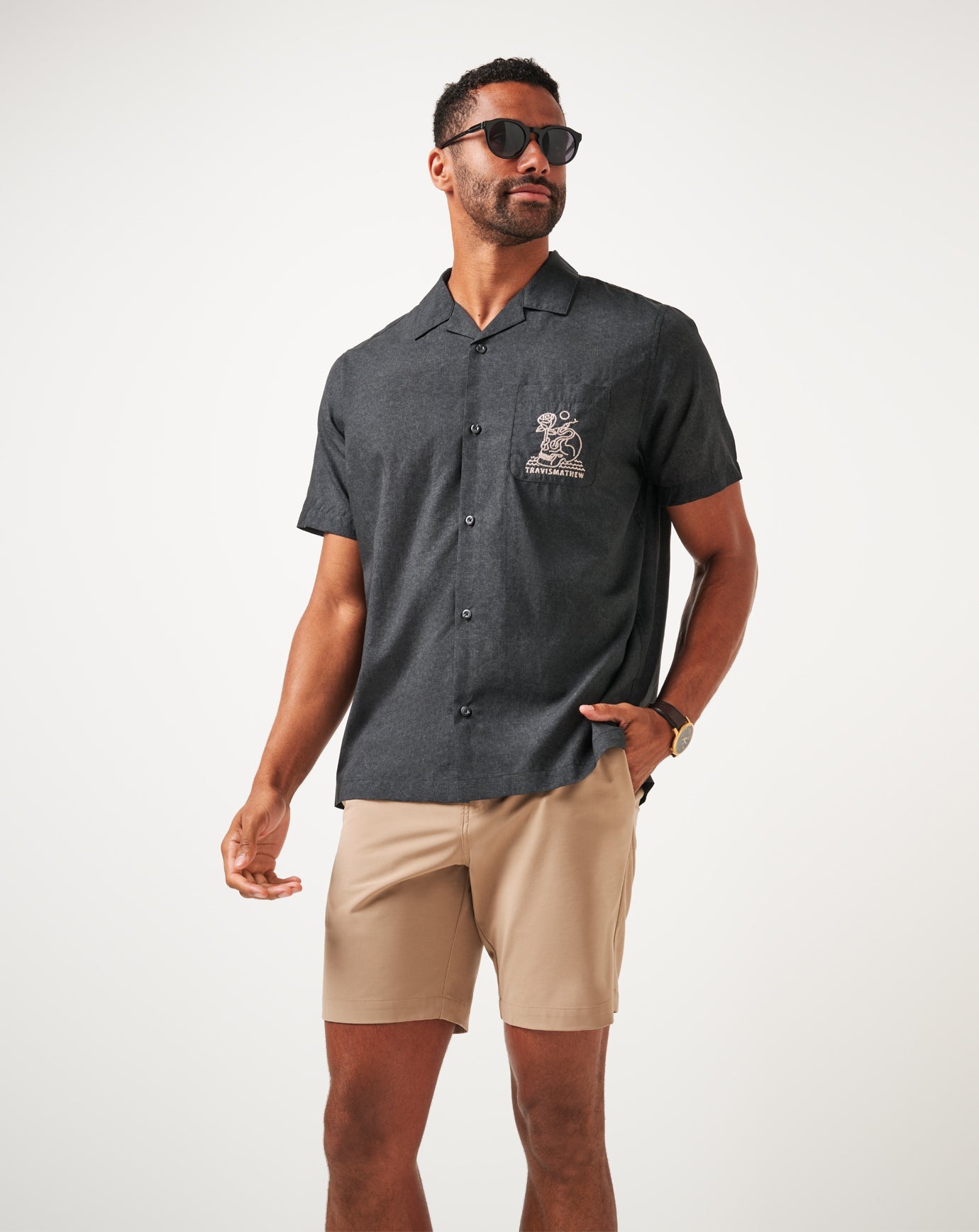 TravisMathew Lost Cave Button-Up - Heather Black