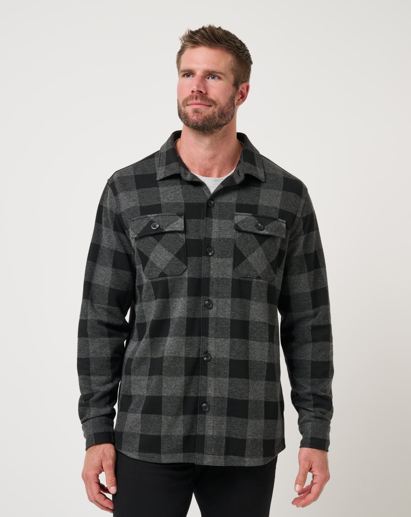 TravisMathew Return Flight Shirt Jacket - Black/Grey