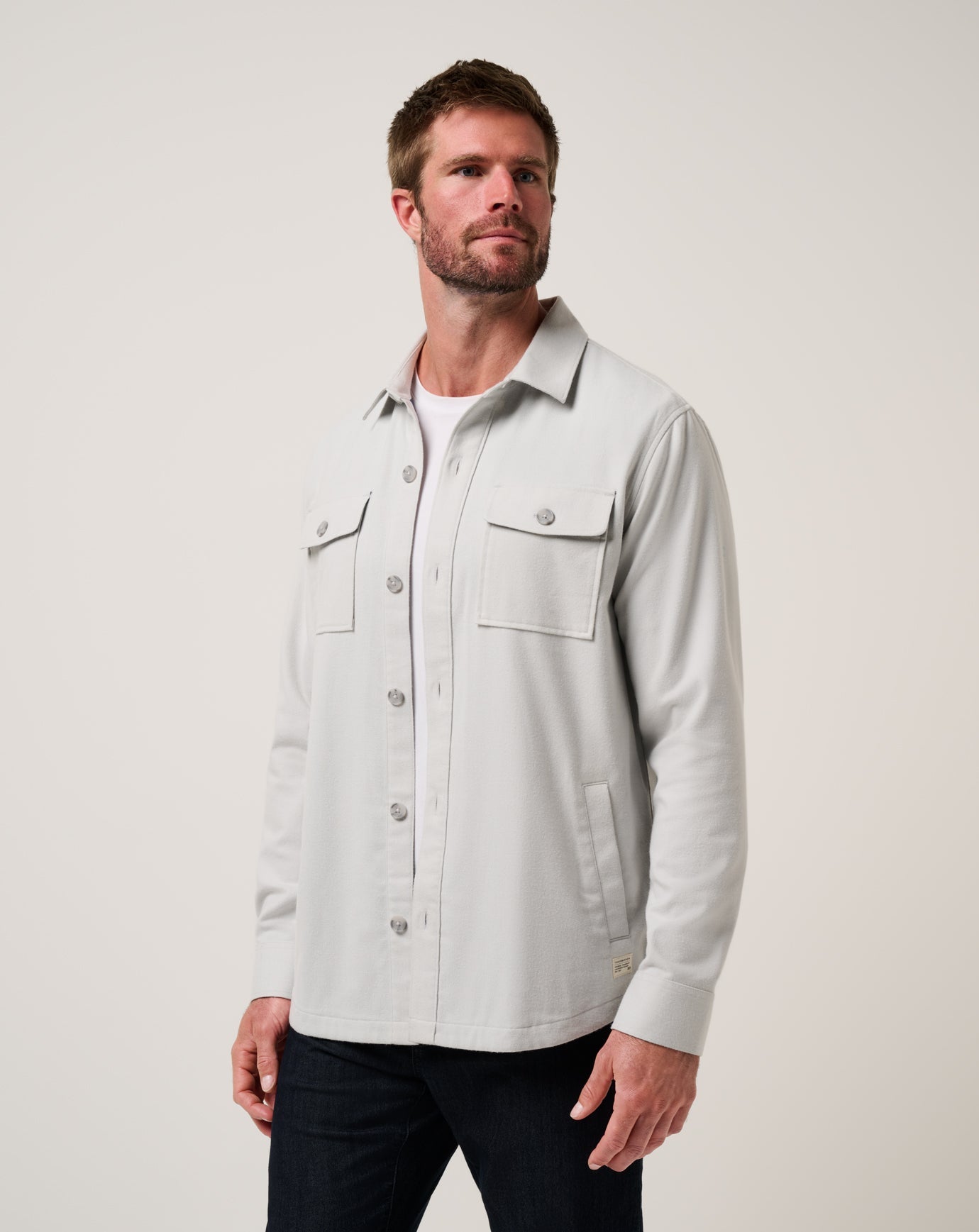 TravisMathew Wanna Bet Shirt Jacket - Heather Light Grey