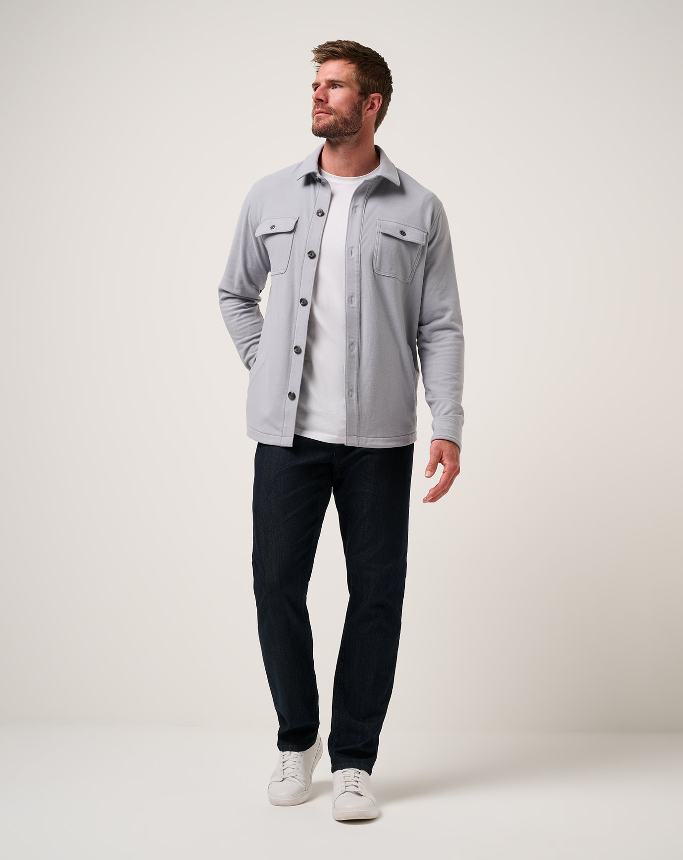 TravisMathew Peak Fleece Shirt Jacket - Sleet