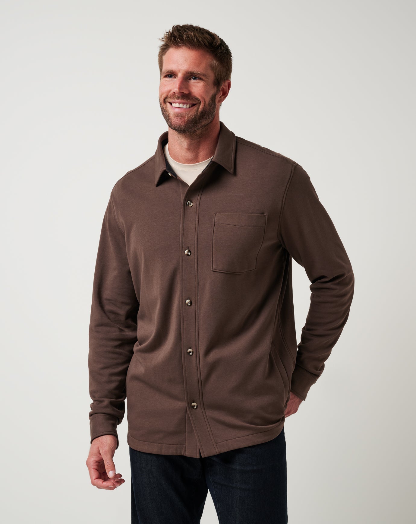 TravisMathew Cloud Shirt Jacket - Chocolate