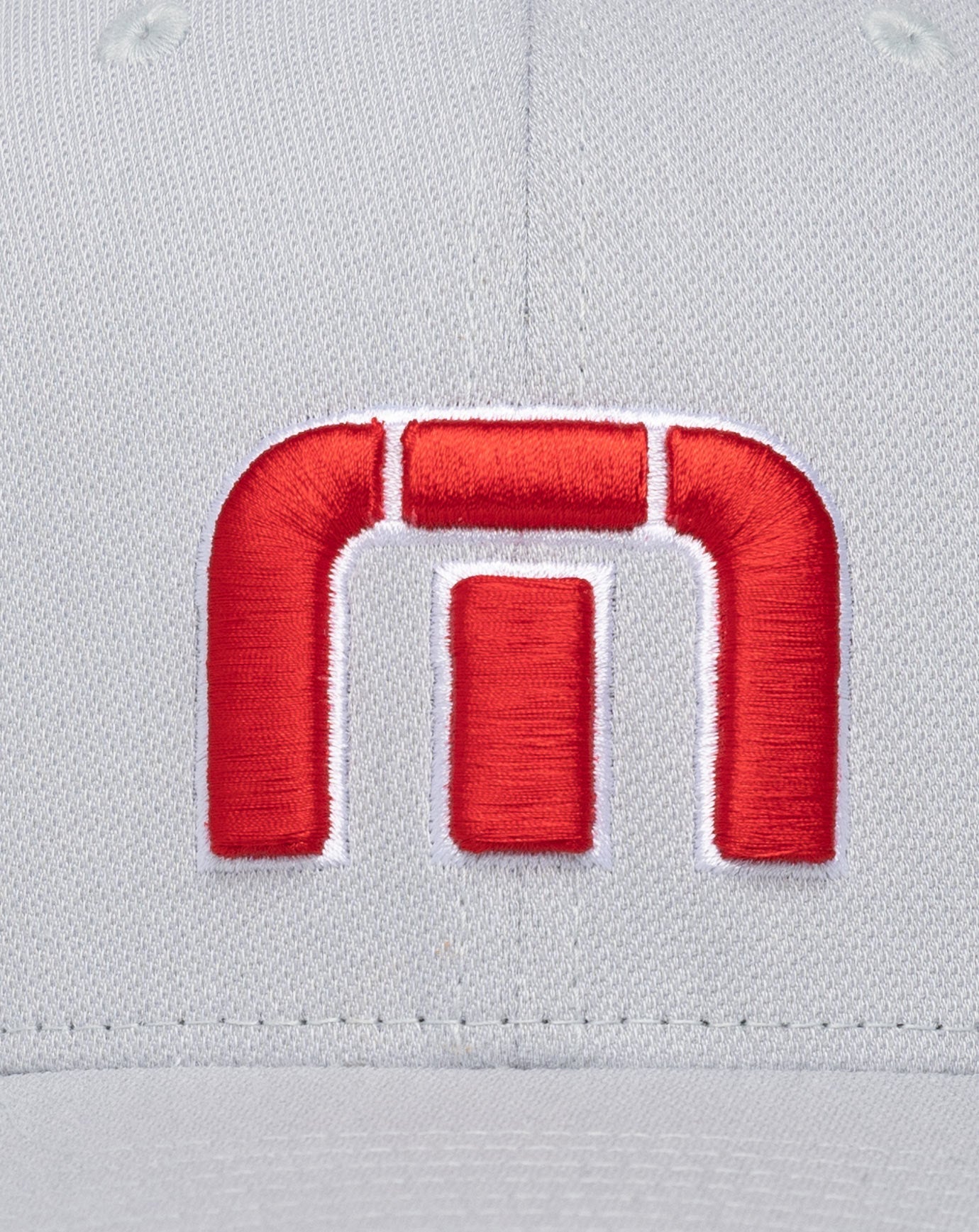TravisMathew Red White Iconic Snapback Hat - Heather Grey