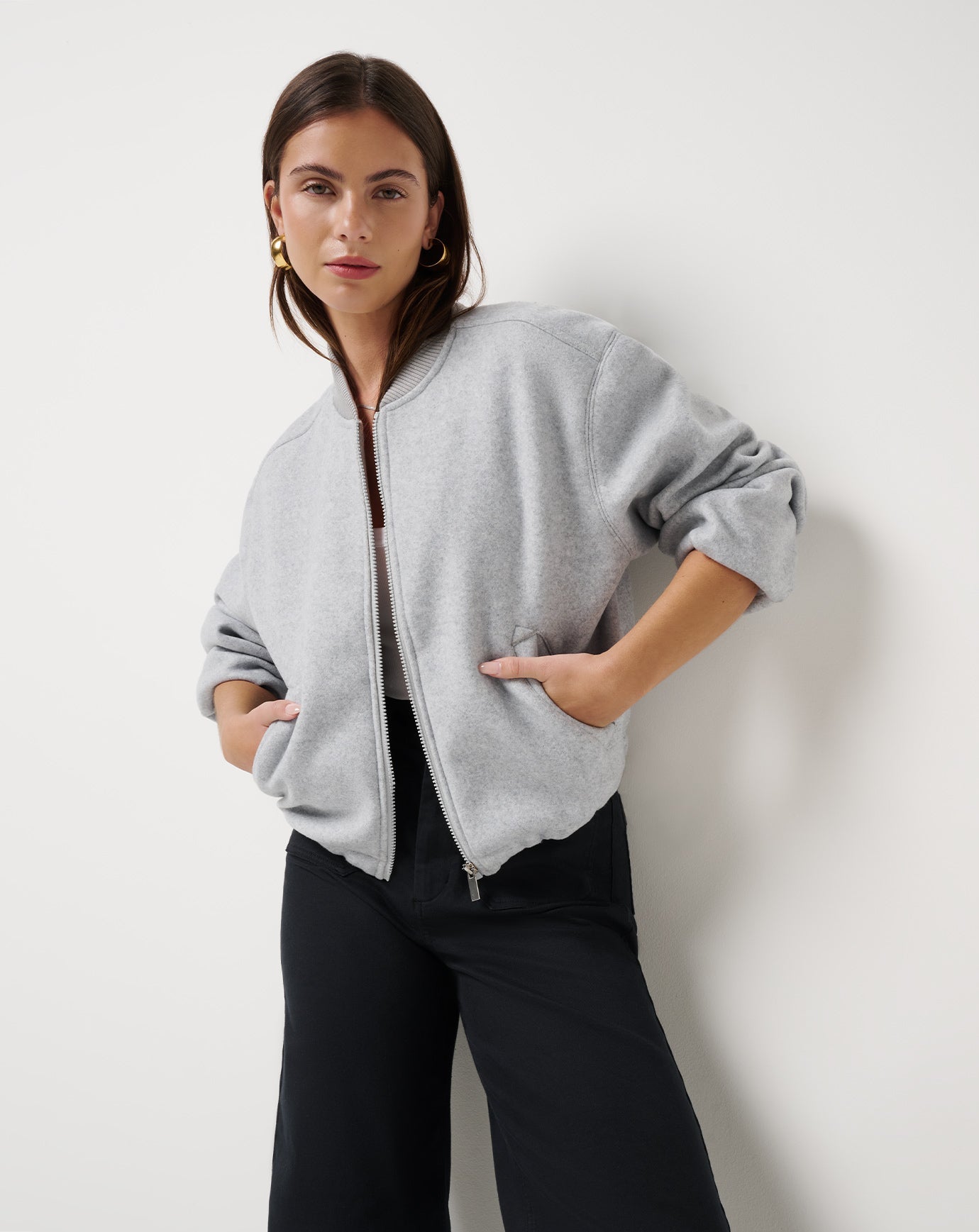 TravisMathew Rustic Retreat Bomber - Heather Light Grey