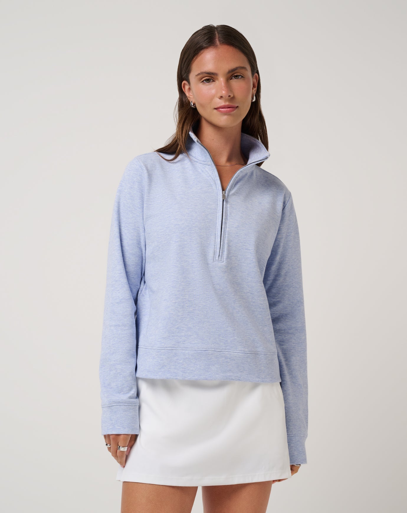 TravisMathew Cloud Fleece Half Zip 2.0 - Heather Soft Blue