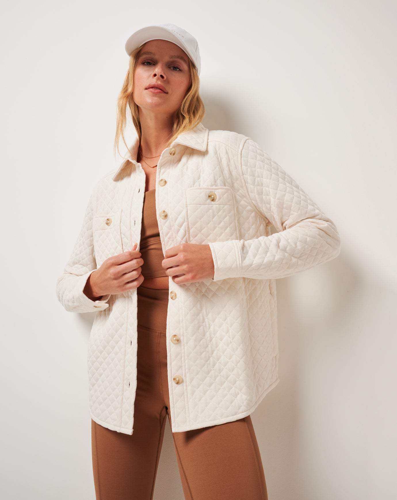 TravisMathew Diamond Quilted Shacket - Eggnog