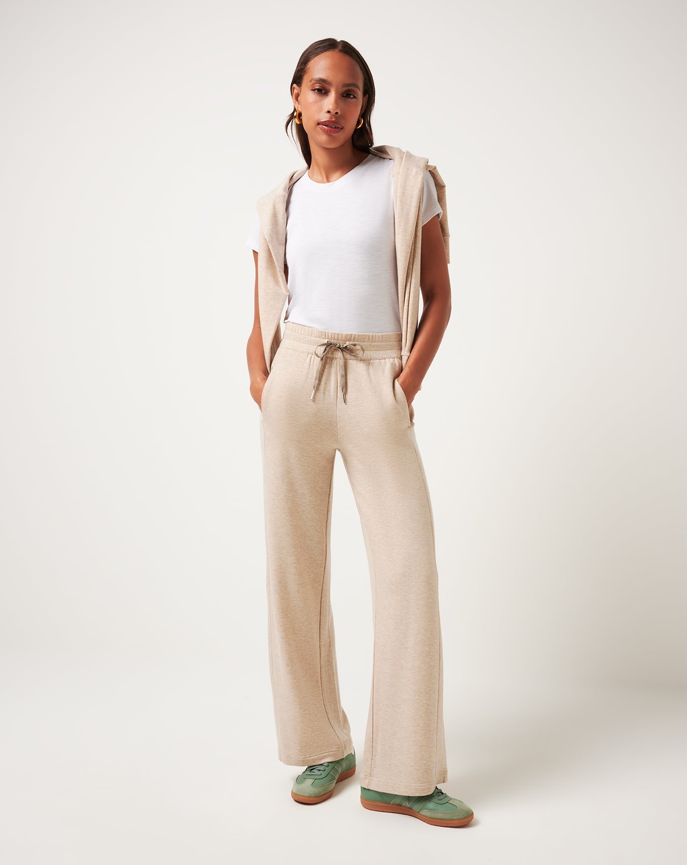TravisMathew Cloud Terry Wide Leg Pant - Heather Natural