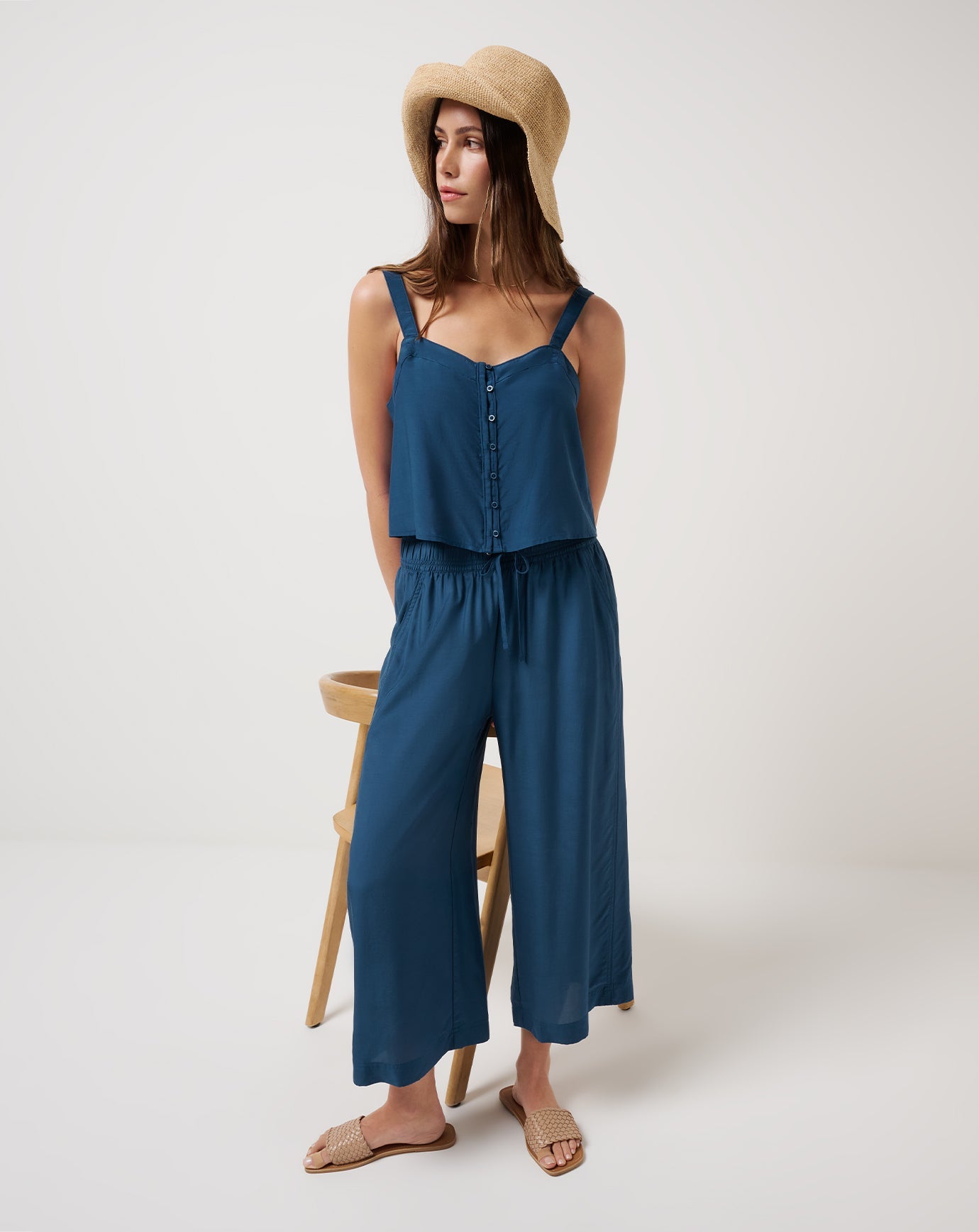 TravisMathew Savanna Cropped Wide Leg Pant - Poseidon