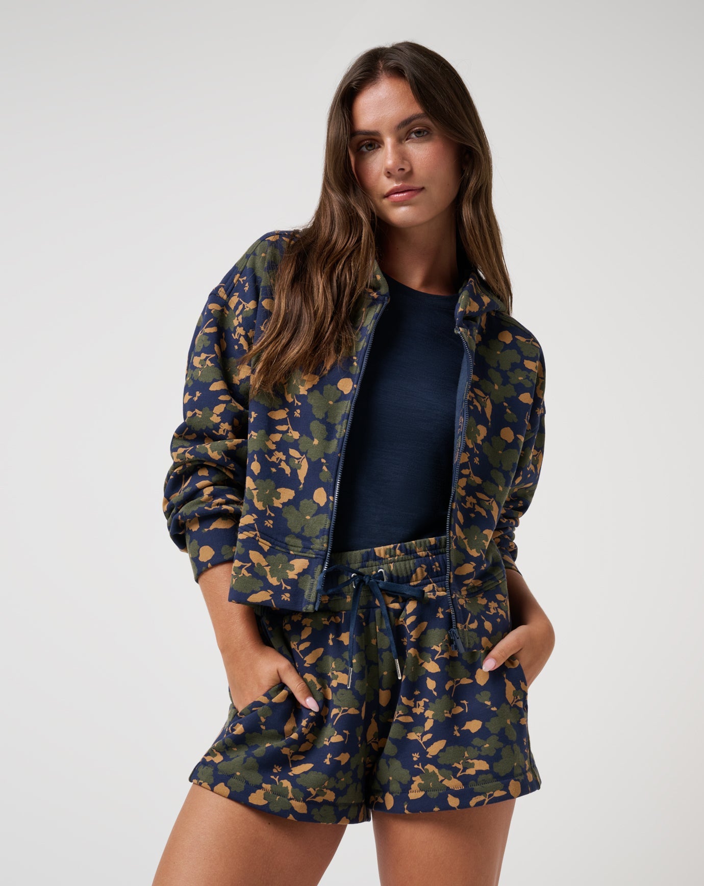 TravisMathew Cloud Fleece Stellar Short 2.0 - Navy Blazer Floral Multi