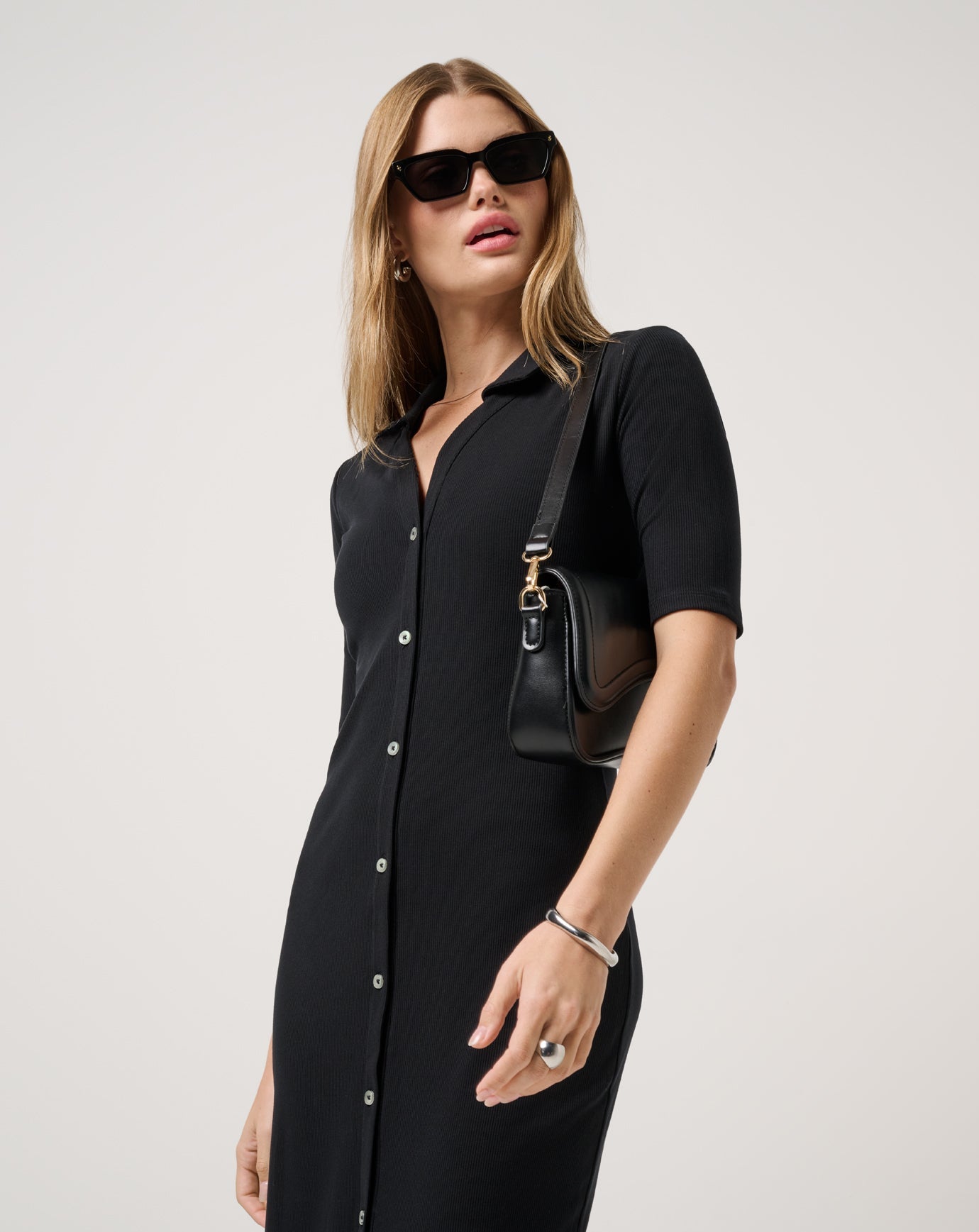 TravisMathew Cloud Rib Polo Midi Dress - Black