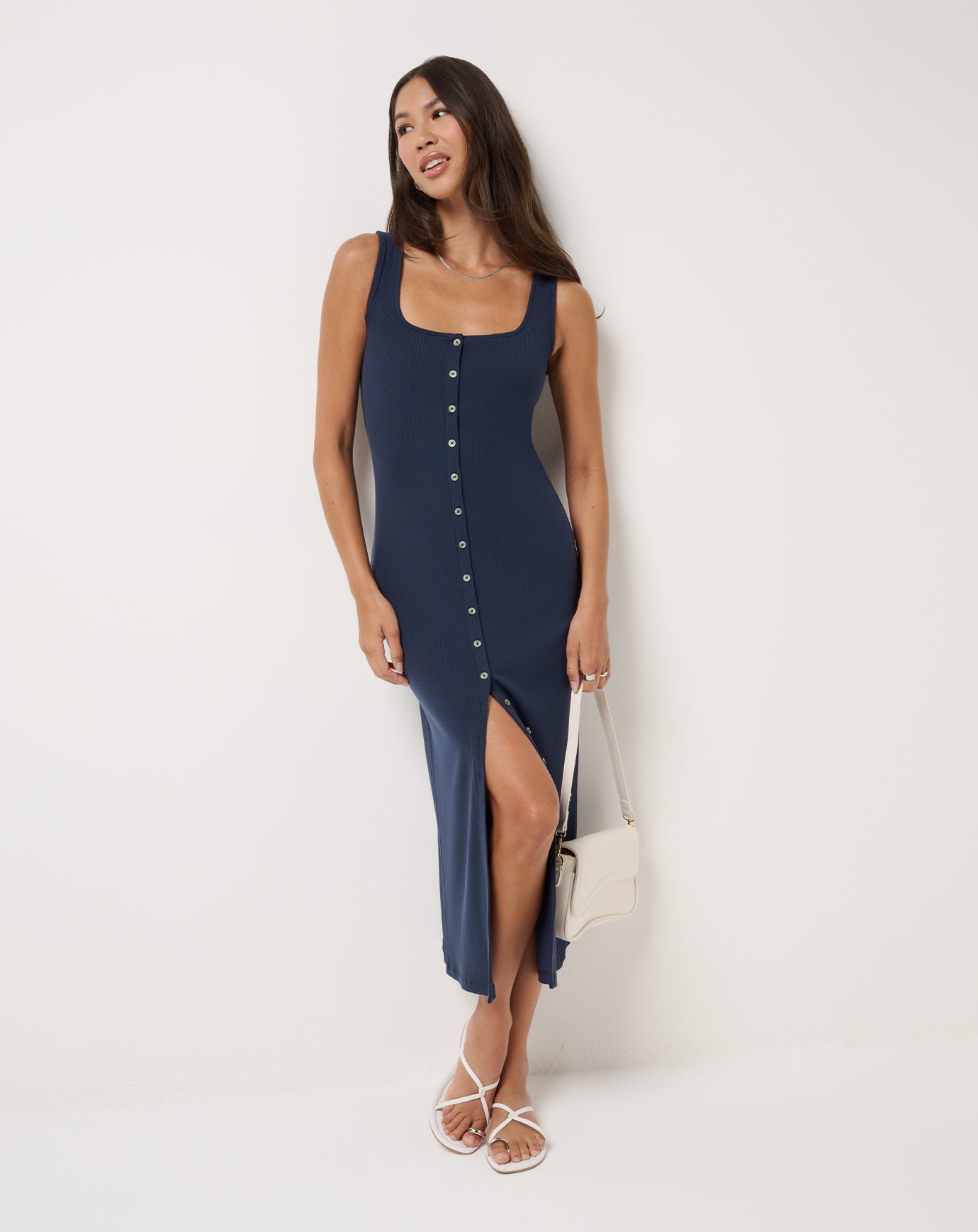 TravisMathew Cloud Rib Button Tank Dress - Navy Blazer