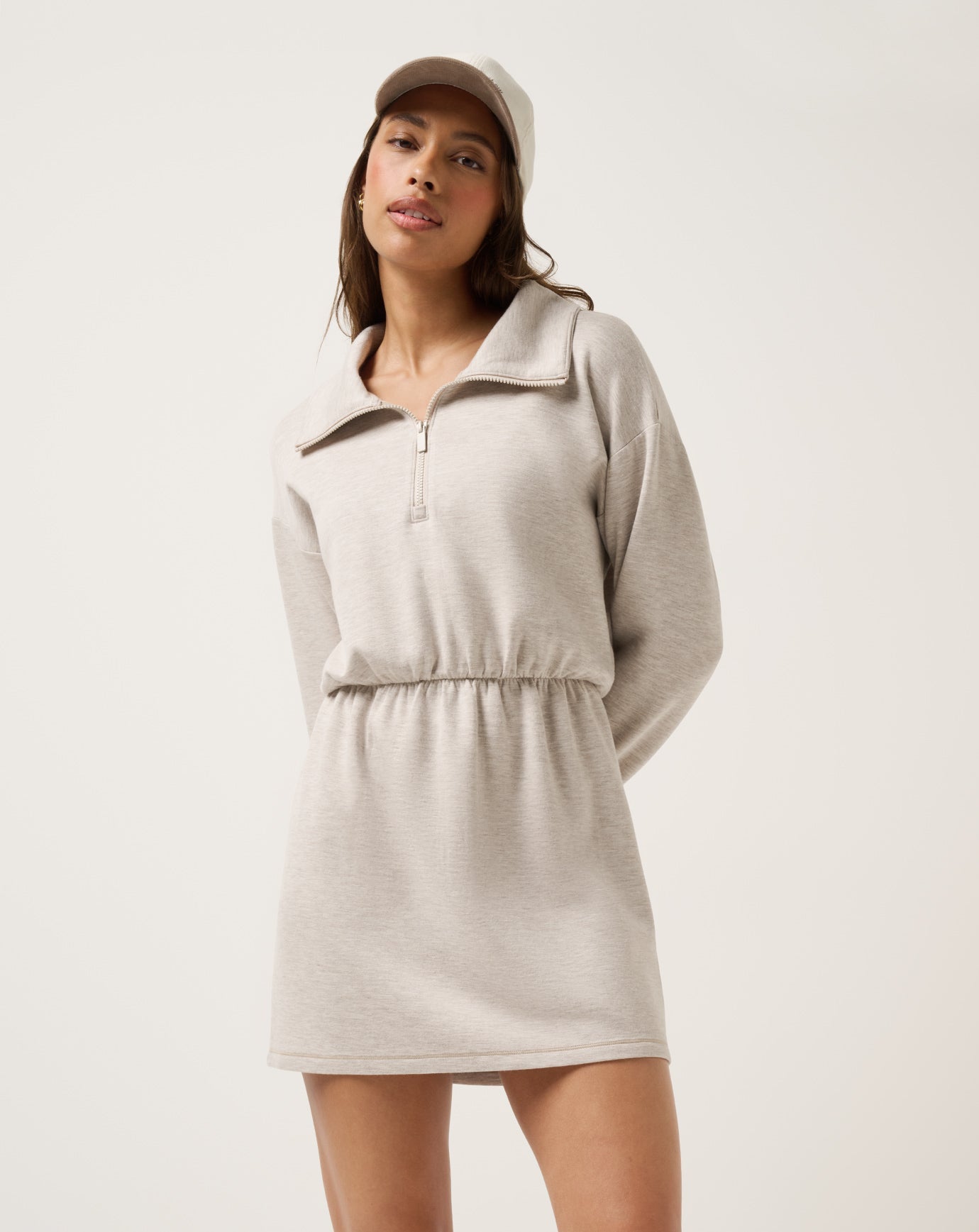 TravisMathew Skyloft Soft Zip Dress - Heather Savannah Tan