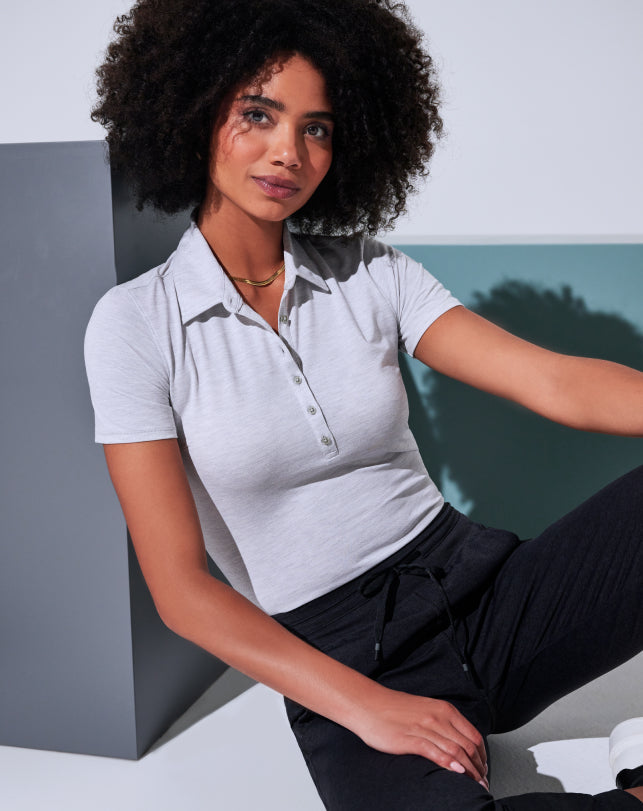 TravisMathew Featherweight Active Polo - Heather Light Grey