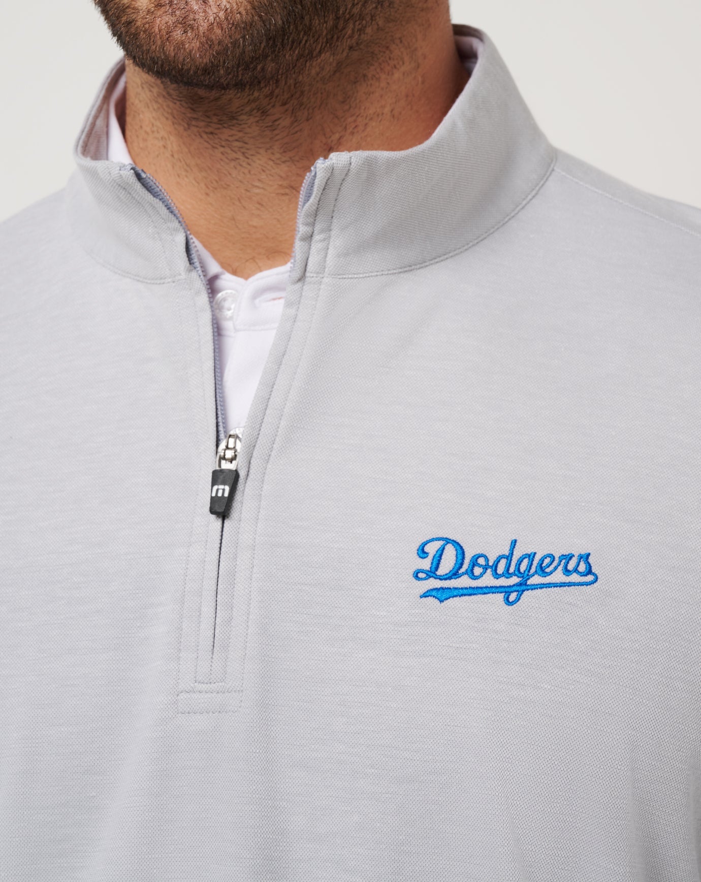 TravisMathew Los Angeles Dodgers Time To Tailgate Quarter Zip - Heather Grey