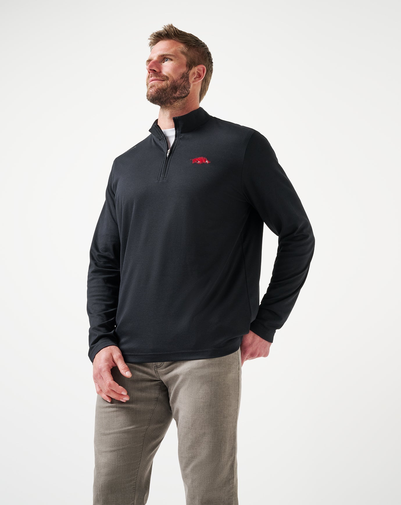 TravisMathew Arkansas Time To Tailgate Quarter Zip - Black