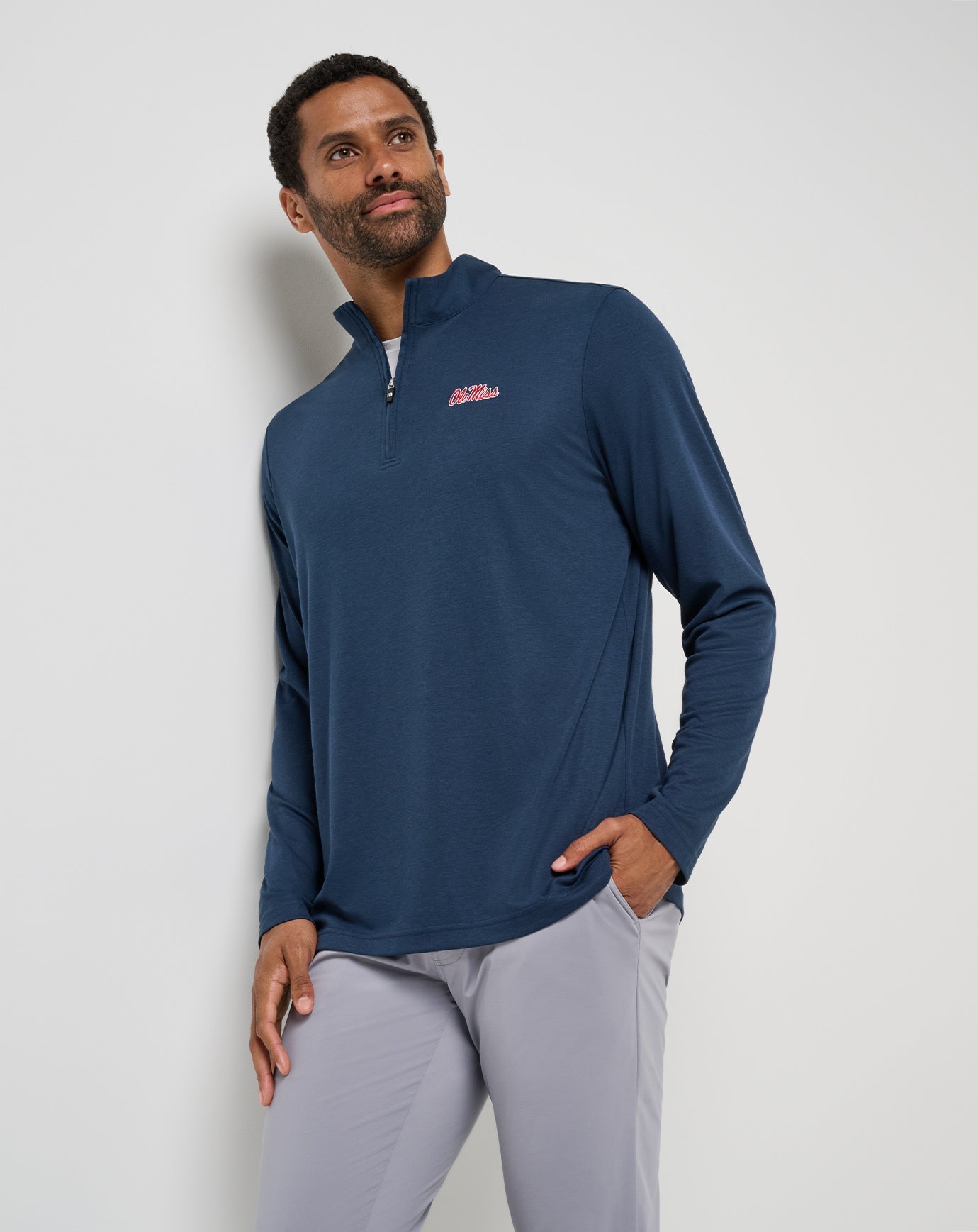 TravisMathew Mississippi Time To Tailgate Quarter Zip - Navy